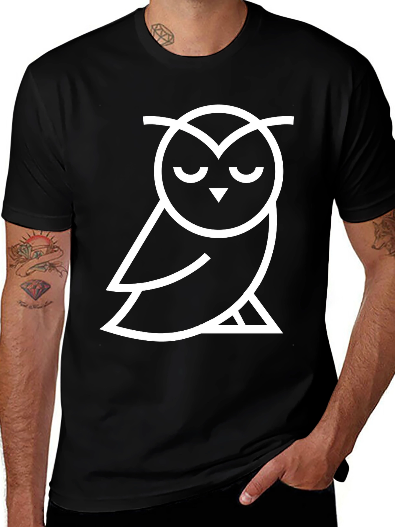 Owl Graphic Tee - Modern Black T-Shirt