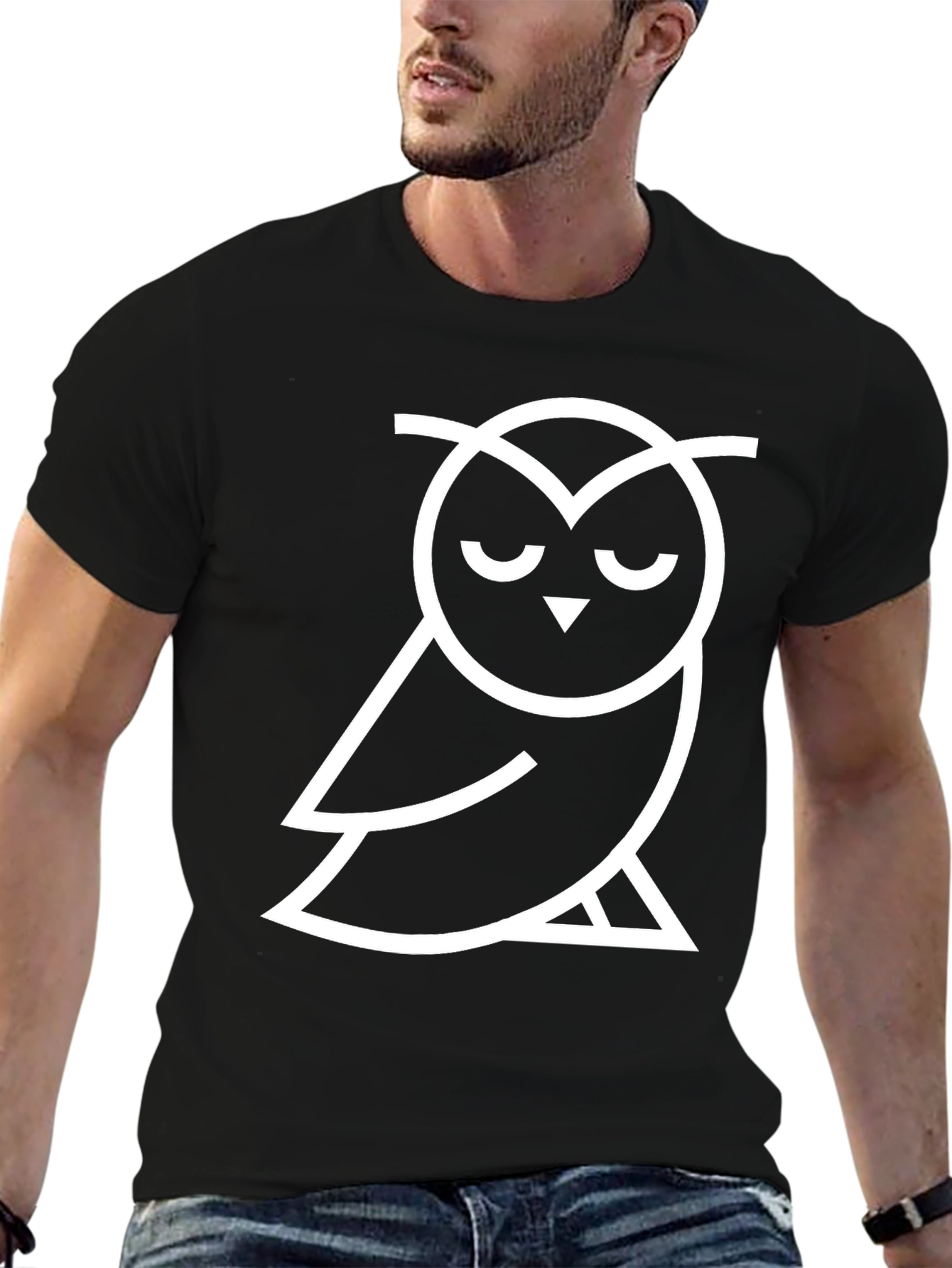 Owl Graphic Tee - Modern Black T-Shirt
