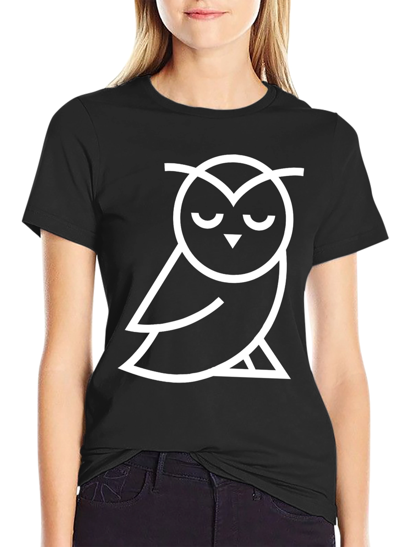 Owl Graphic Tee - Modern Black T-Shirt