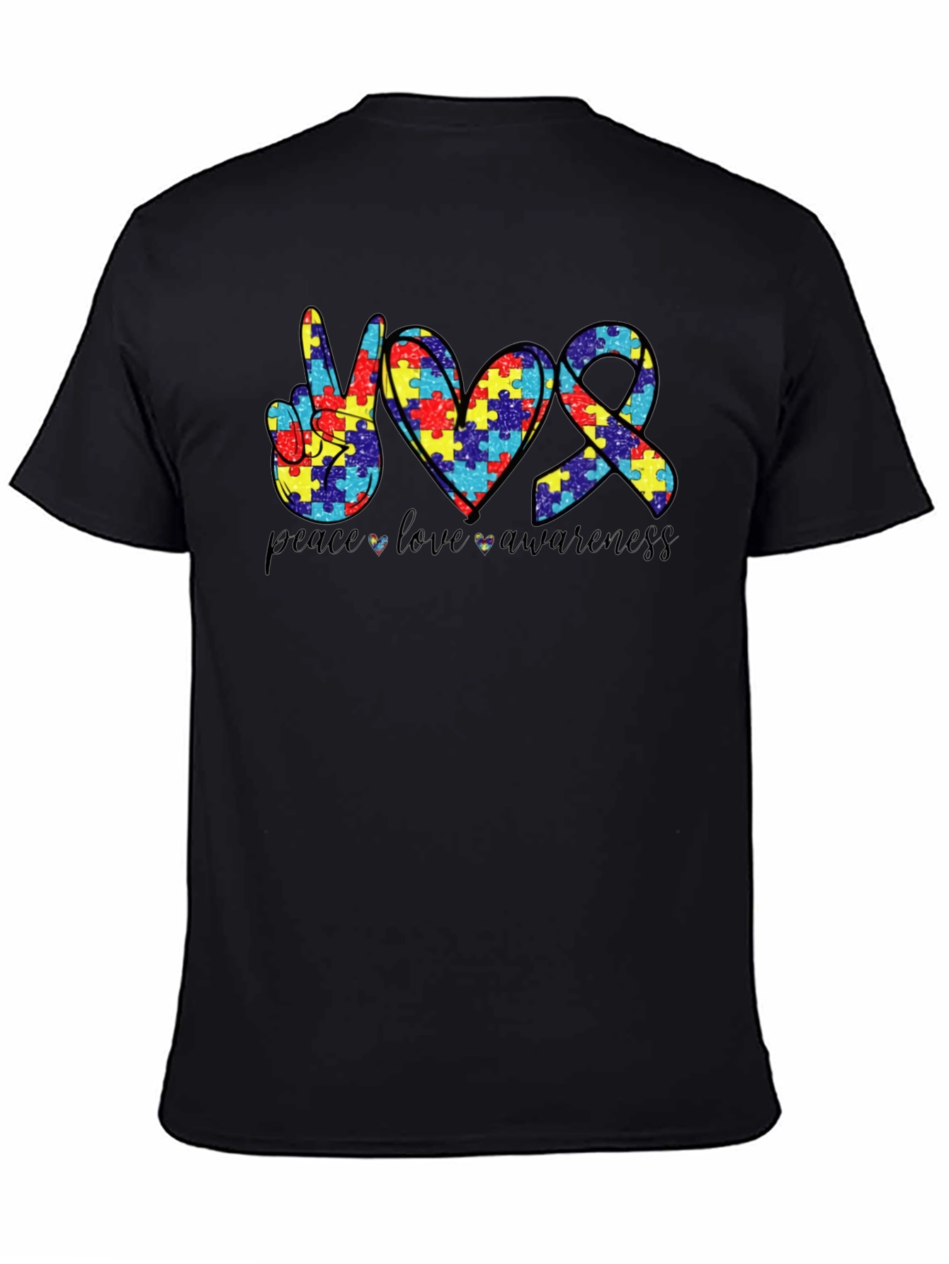 Peace Love Awareness Autism Puzzle T-Shirt