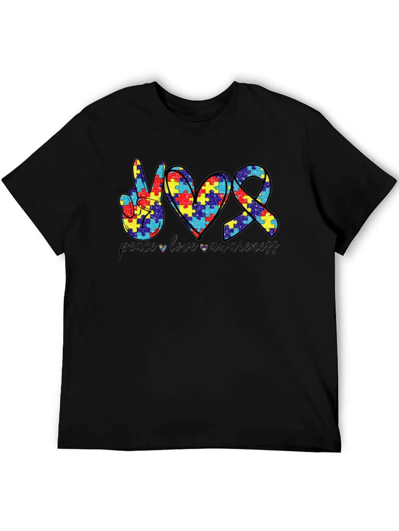 Peace Love Awareness Autism Puzzle T-Shirt