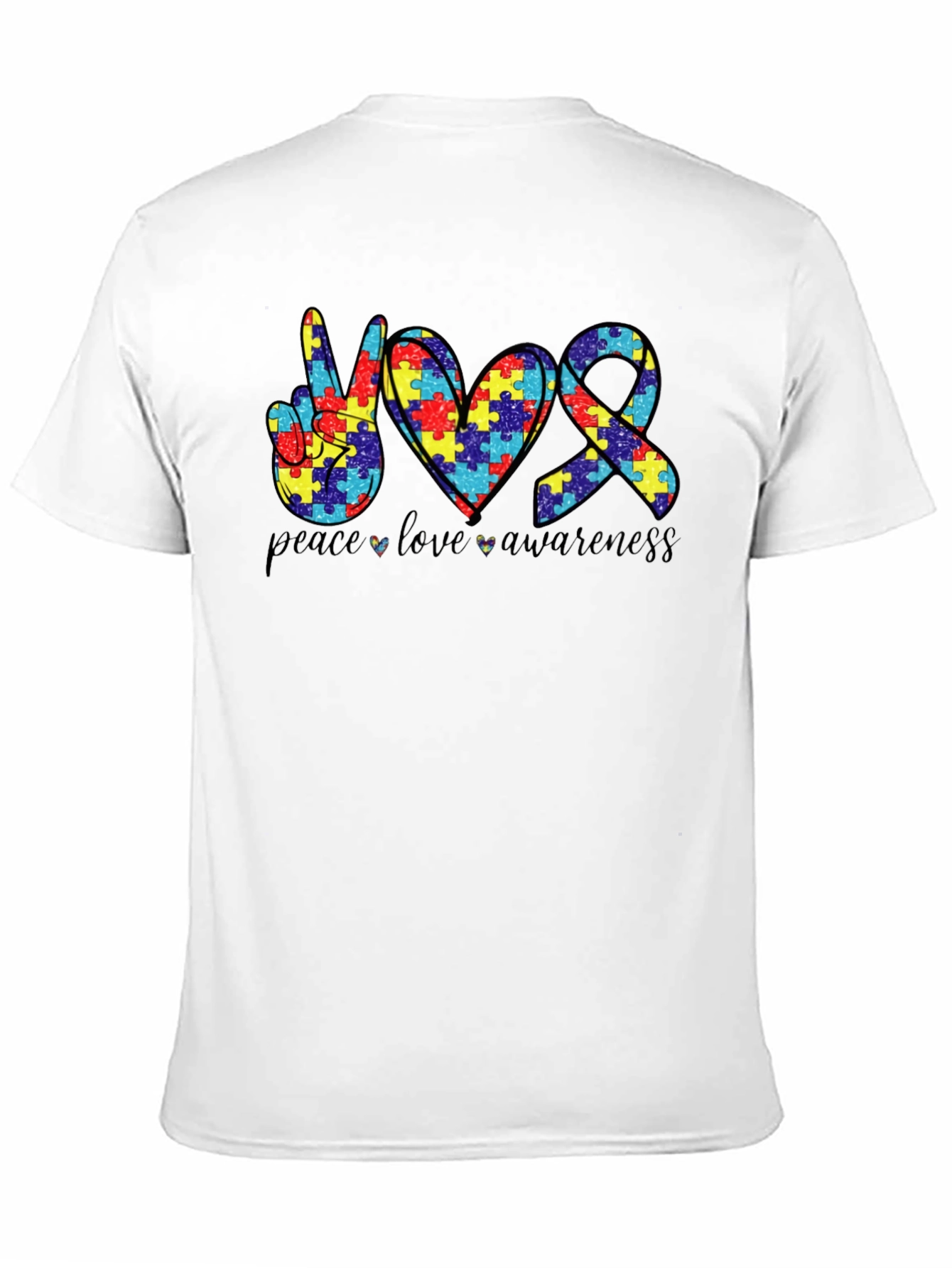 Peace Love Awareness Autism Puzzle T-Shirt