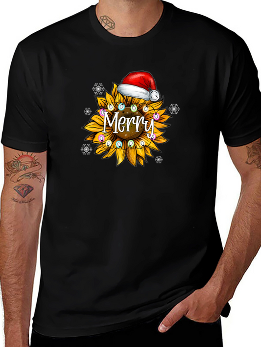 Sunflower Merry Christmas Graphic T-Shirt
