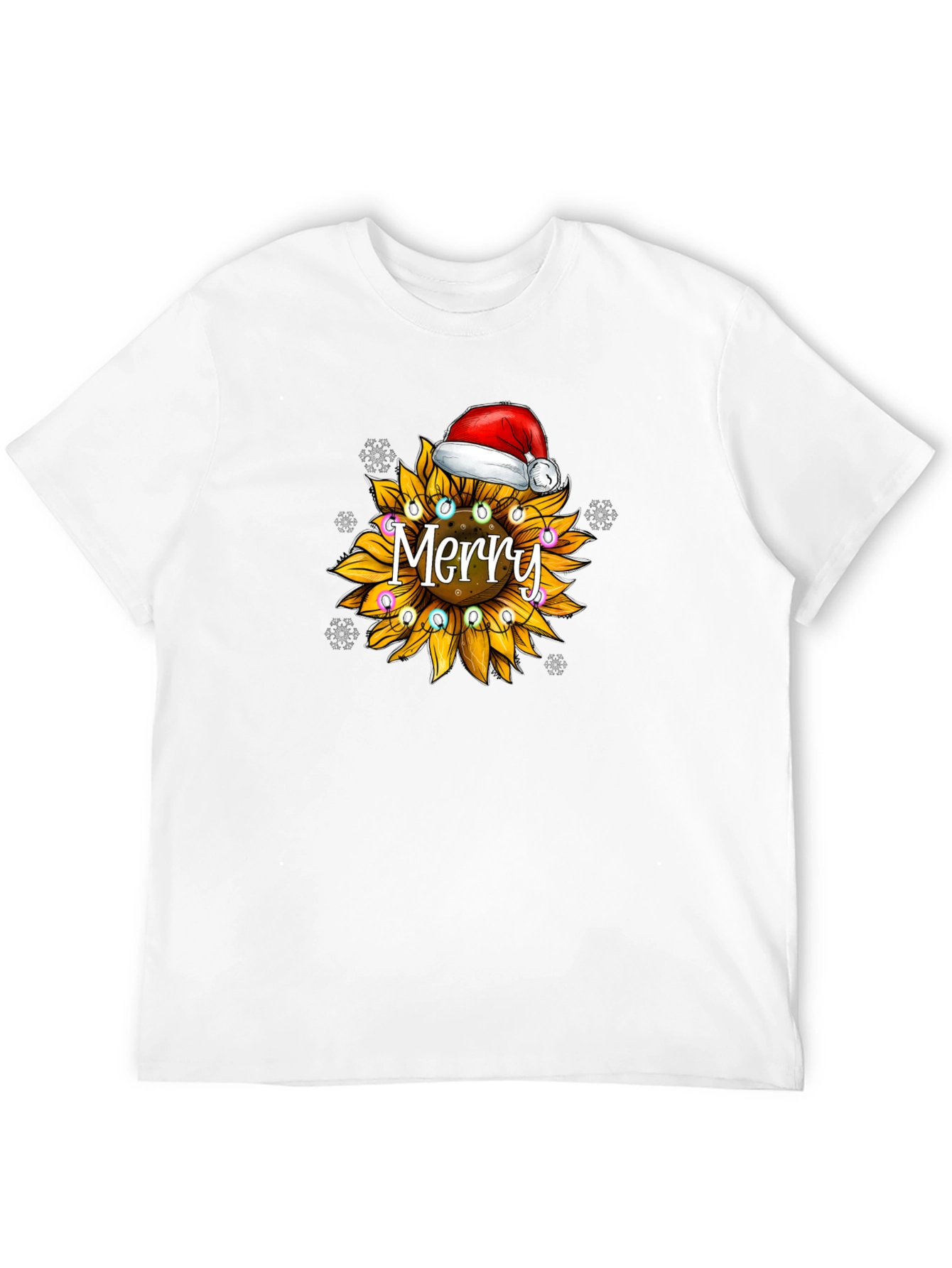Sunflower Merry Christmas Graphic T-Shirt