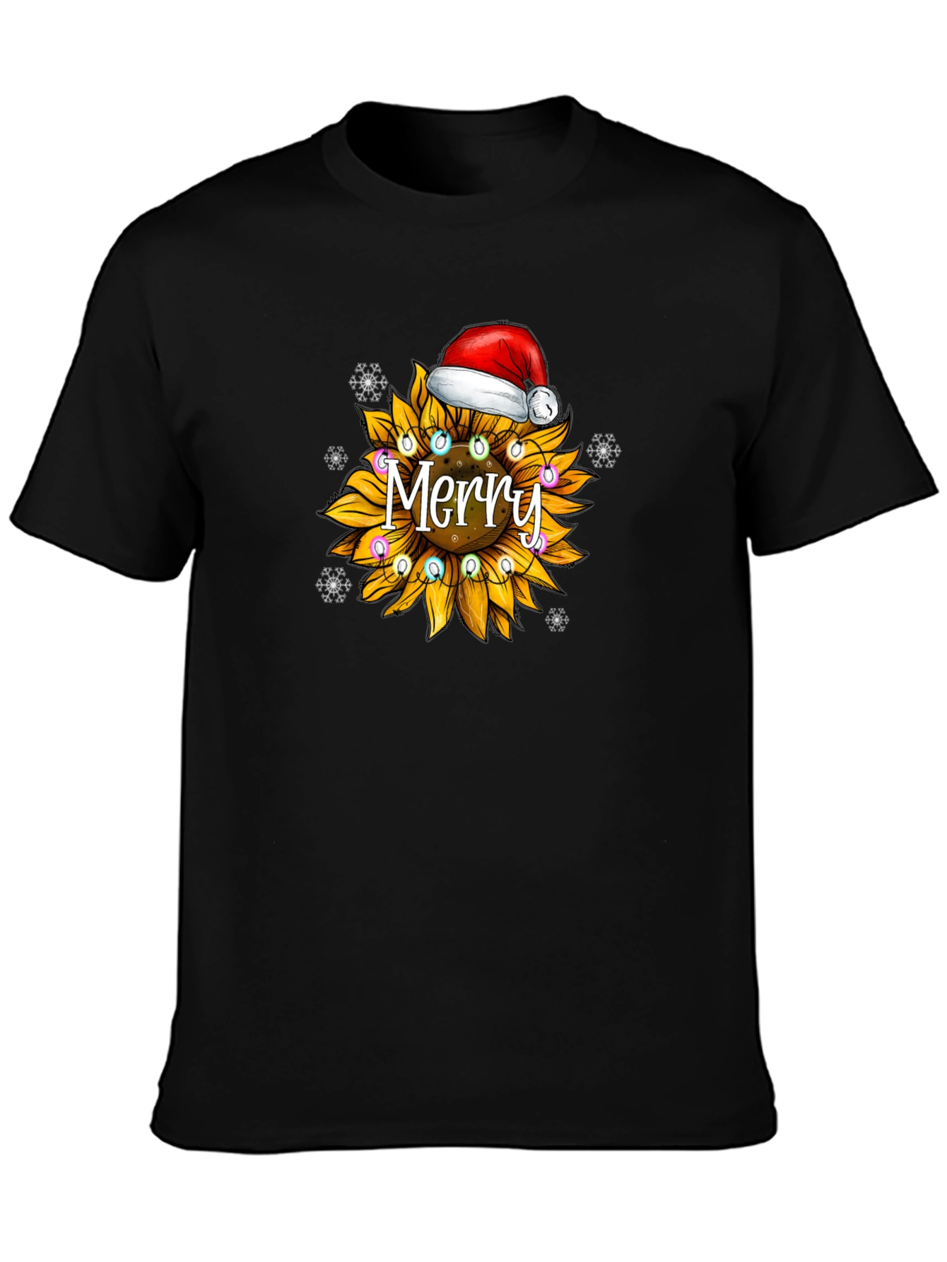 Sunflower Merry Christmas Graphic T-Shirt