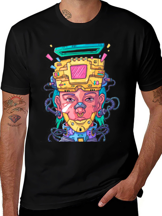 Cyberpunk Style Graphic T-Shirt - Futuristic Art