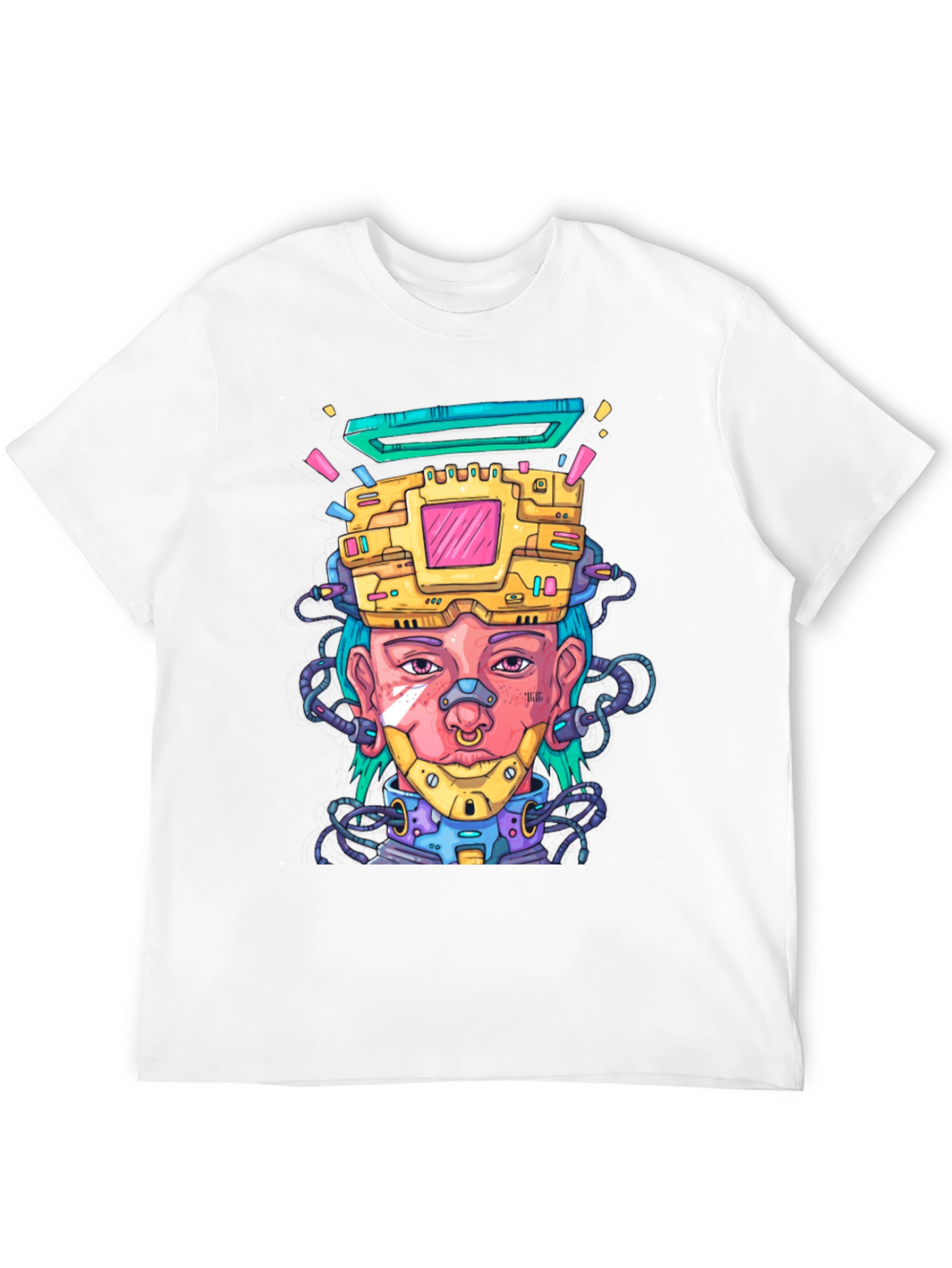 Cyberpunk Style Graphic T-Shirt - Futuristic Art