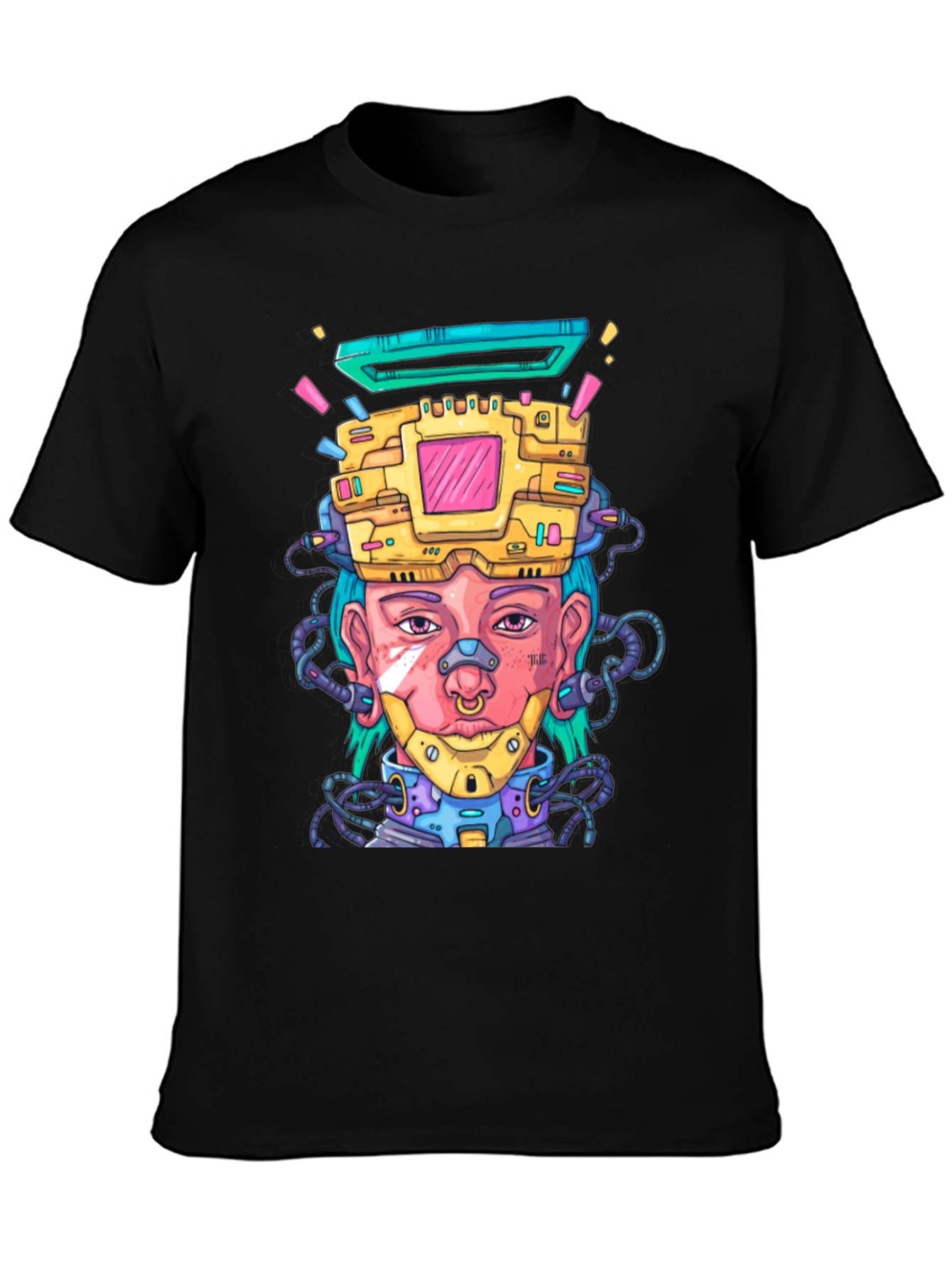 Cyberpunk Style Graphic T-Shirt - Futuristic Art