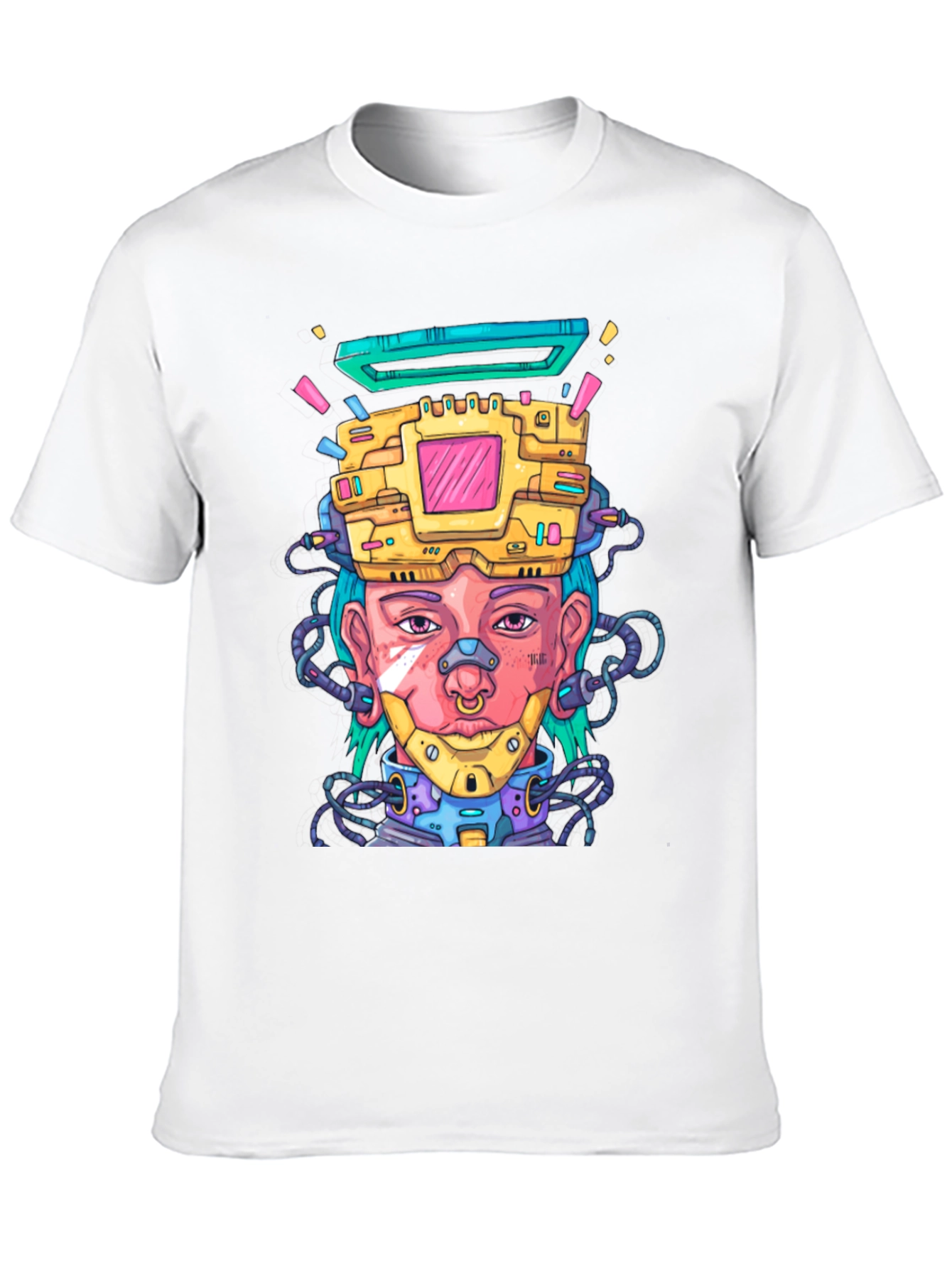 Cyberpunk Style Graphic T-Shirt - Futuristic Art