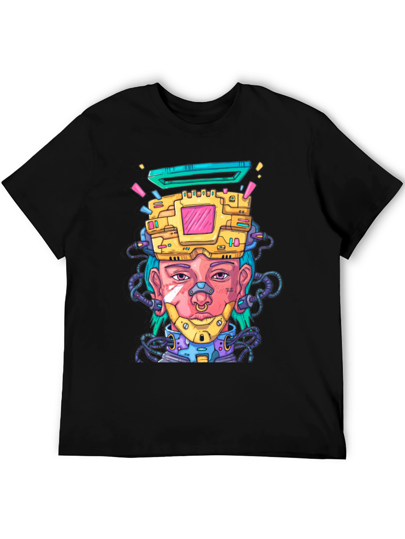 Cyberpunk Style Graphic T-Shirt - Futuristic Art