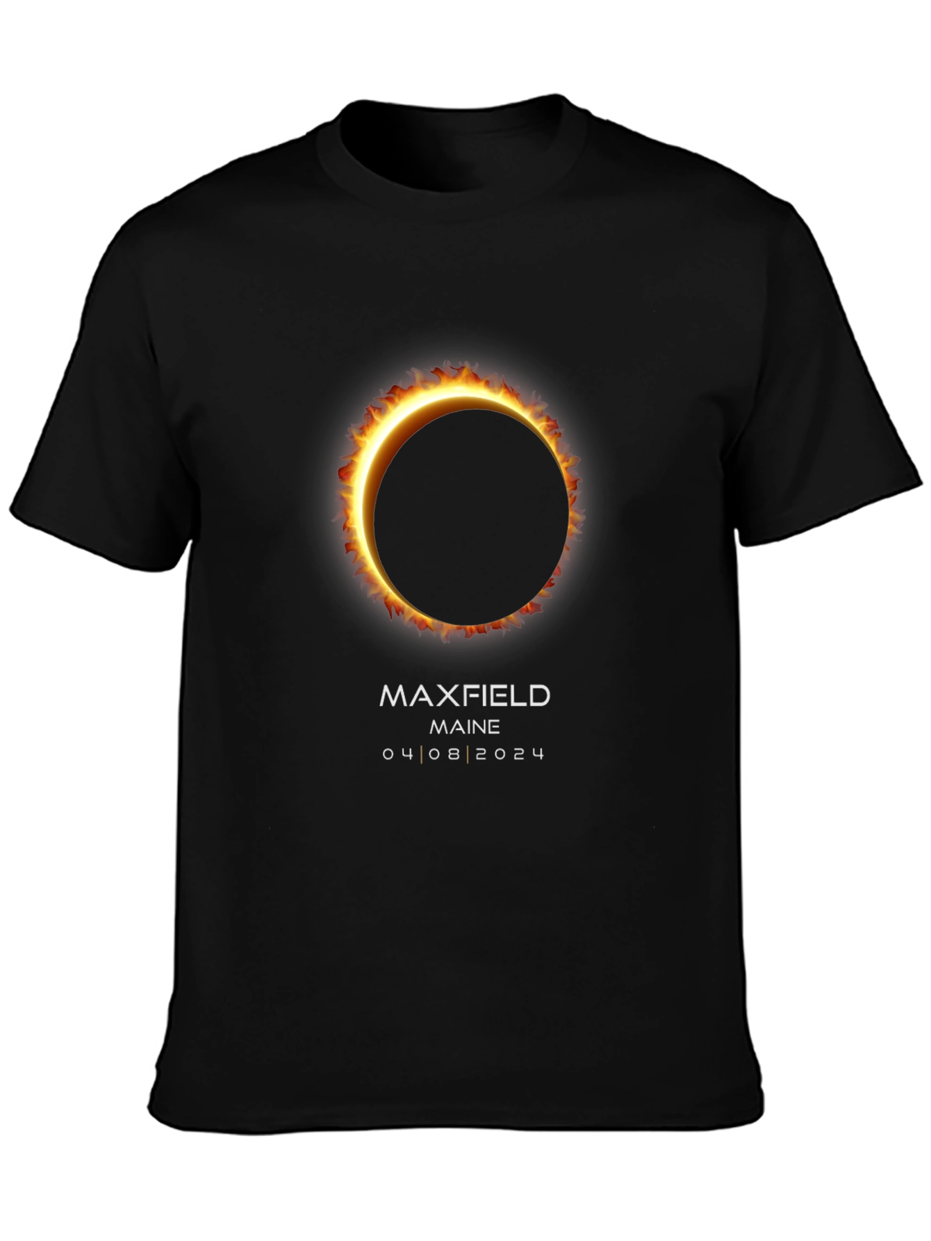 Maxfield Maine Eclipse 2024 Black T-Shirt