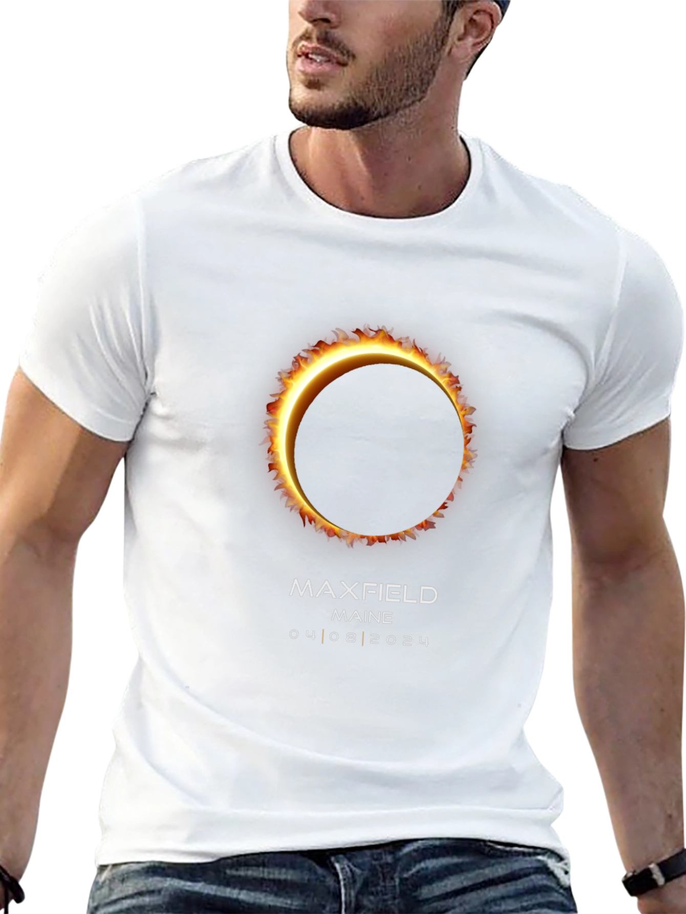 Maxfield Maine Eclipse 2024 Black T-Shirt
