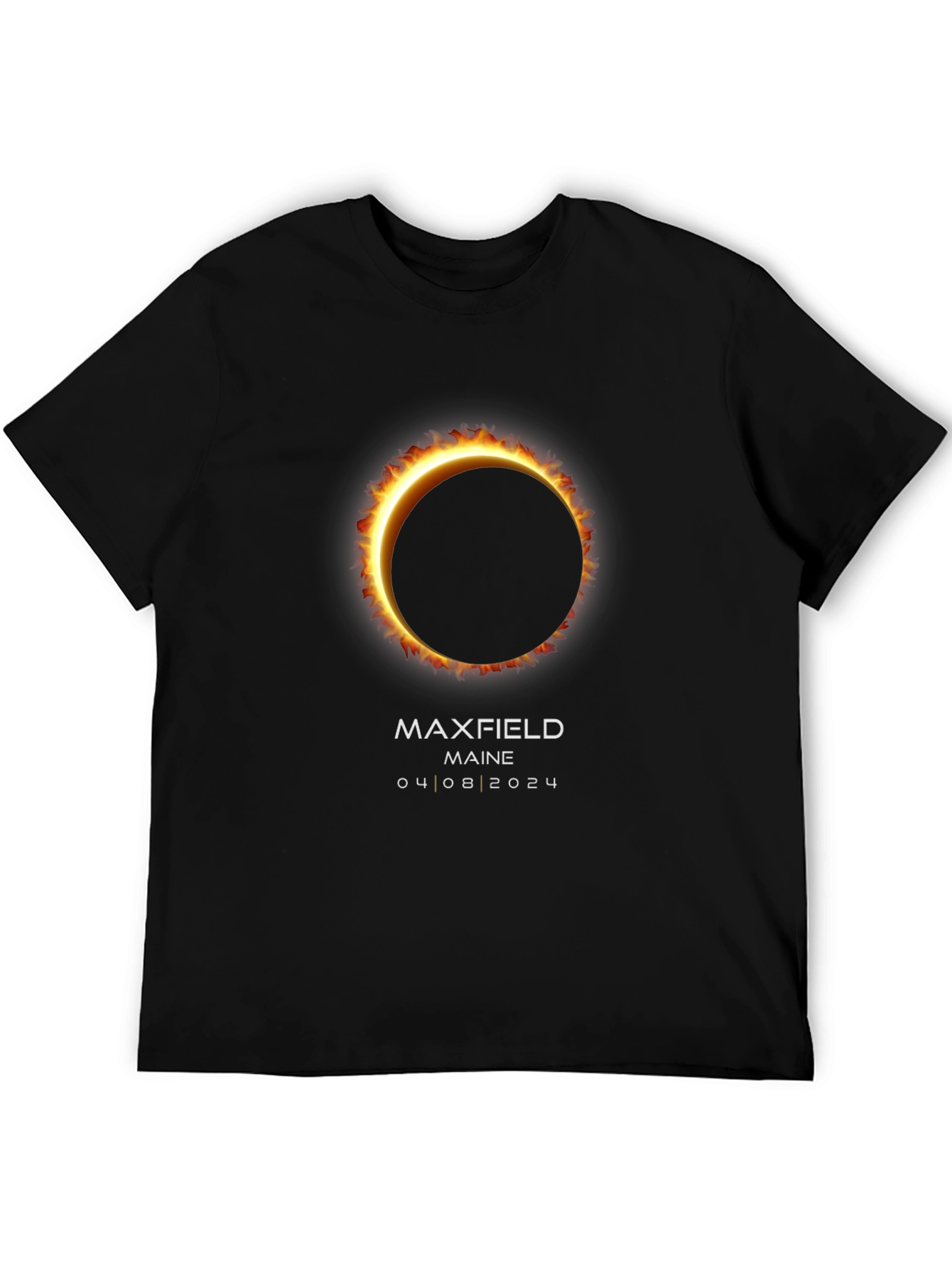 Maxfield Maine Eclipse 2024 Black T-Shirt