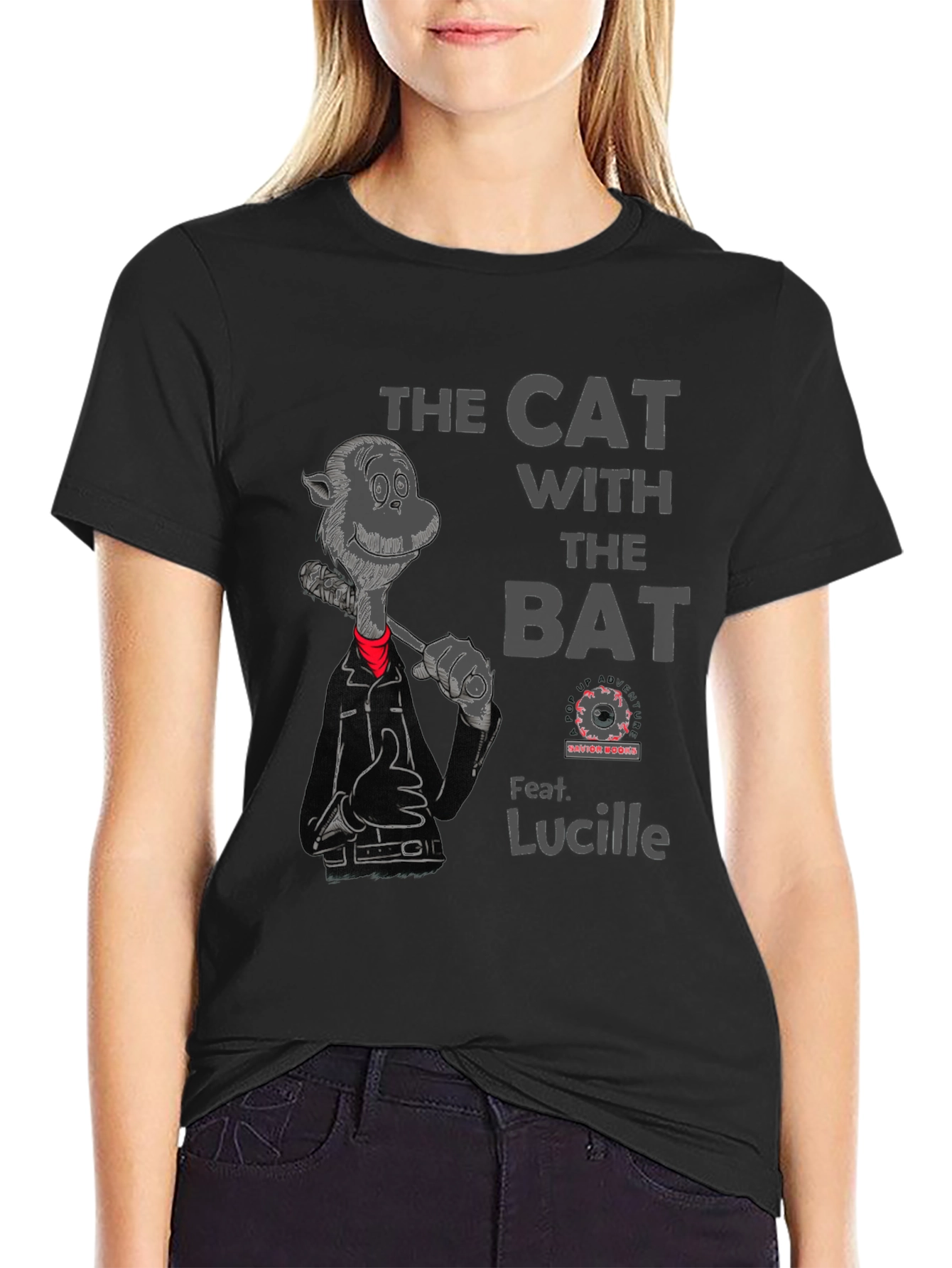 Cat with the Bat Black T-Shirt