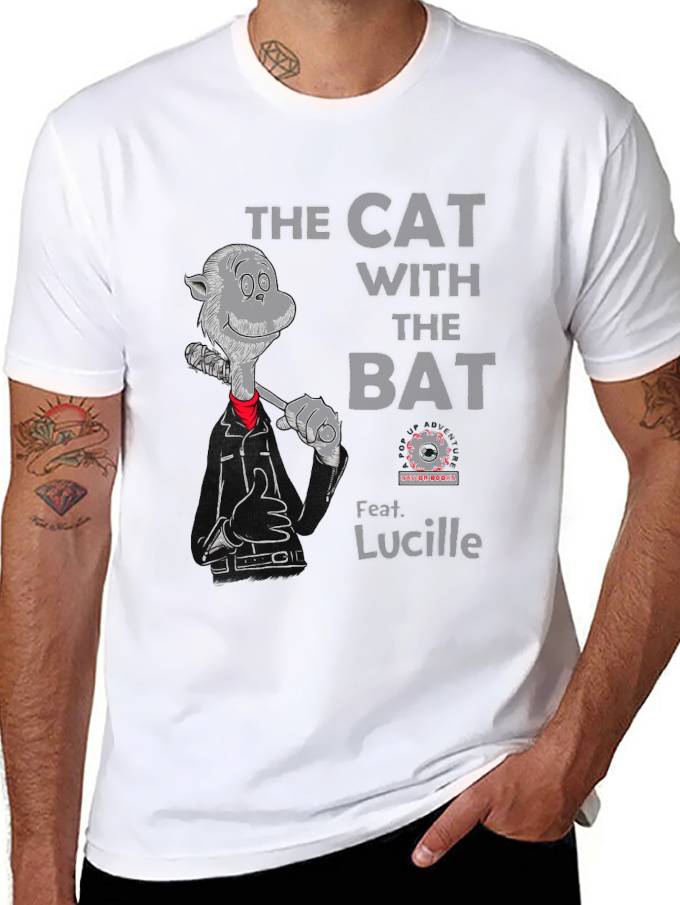 Cat with the Bat Black T-Shirt