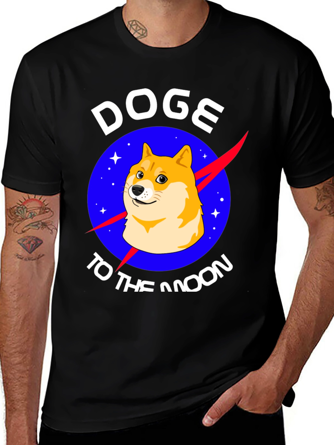 Doge To The Moon Black T-Shirt