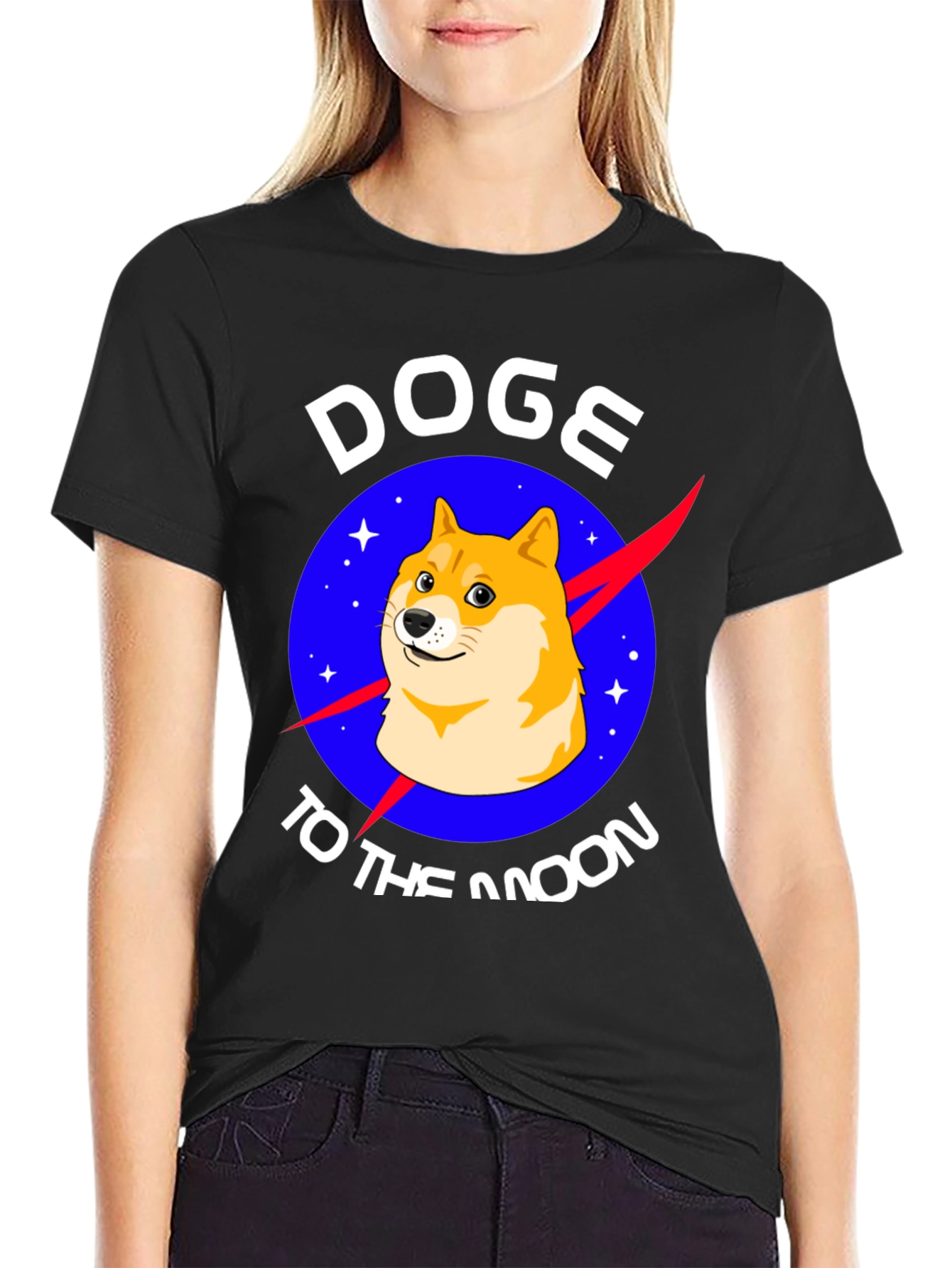 Doge To The Moon Black T-Shirt