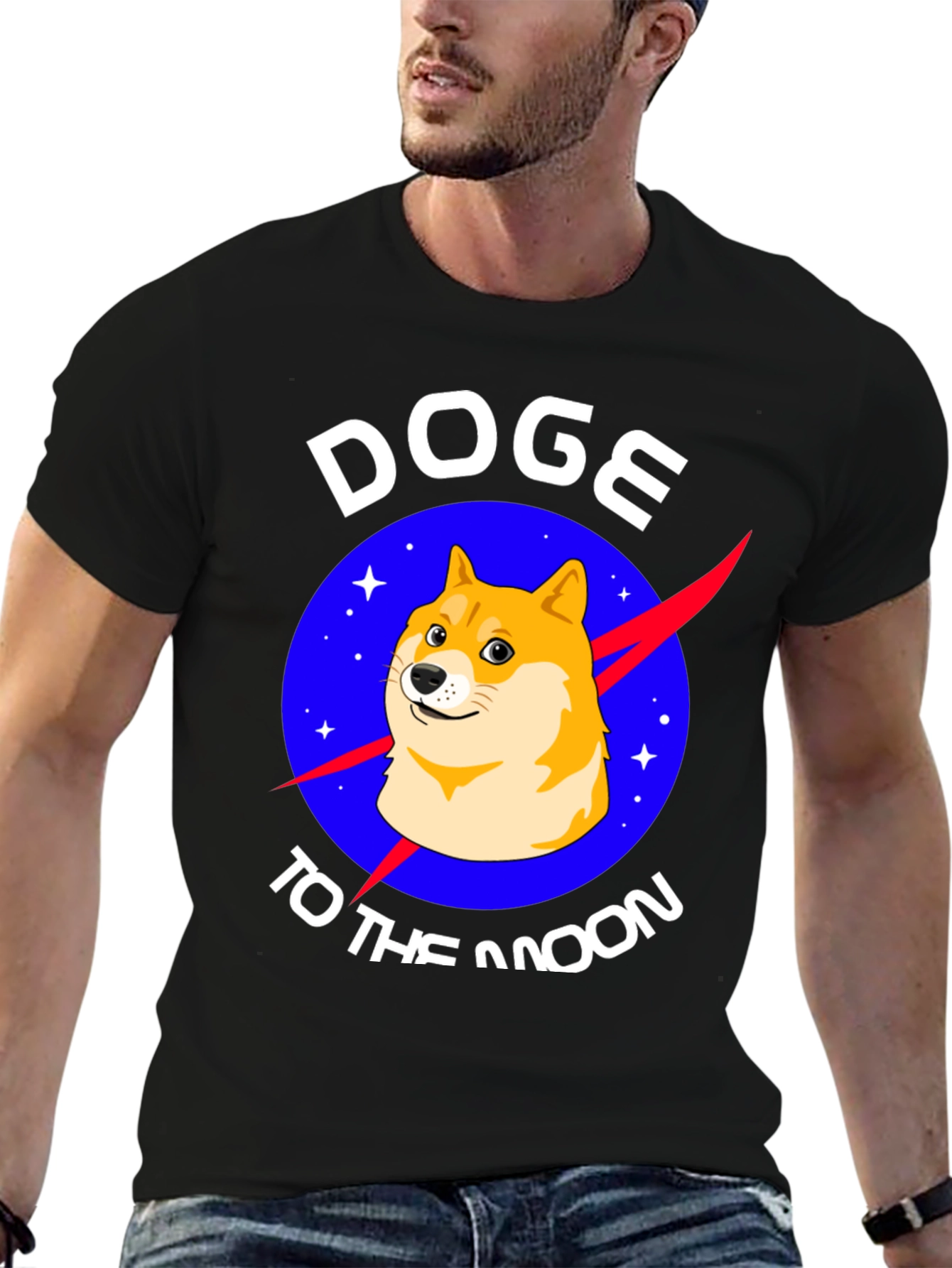 Doge To The Moon Black T-Shirt