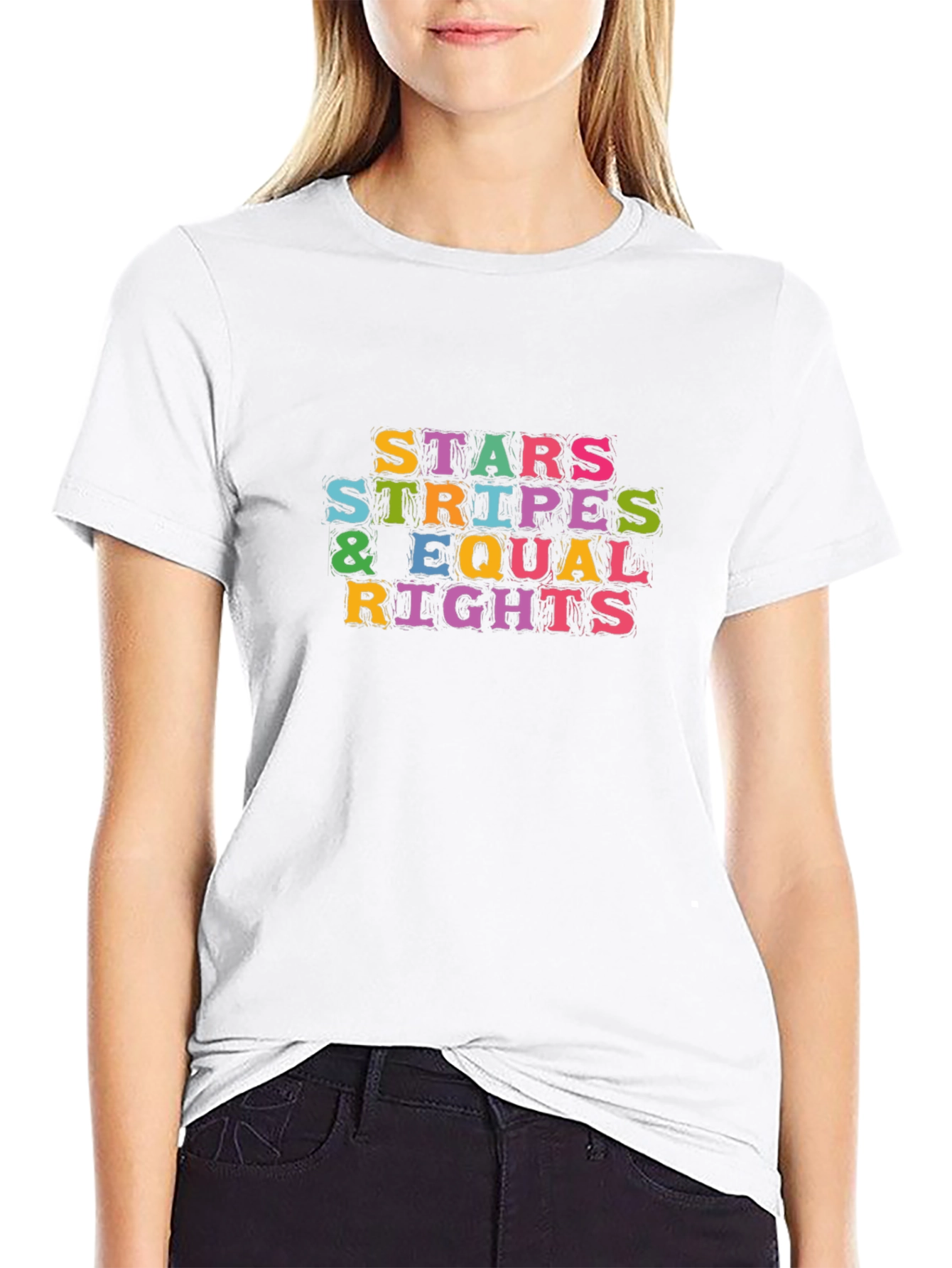 Stars Stripes Equal Rights T-Shirt - Black
