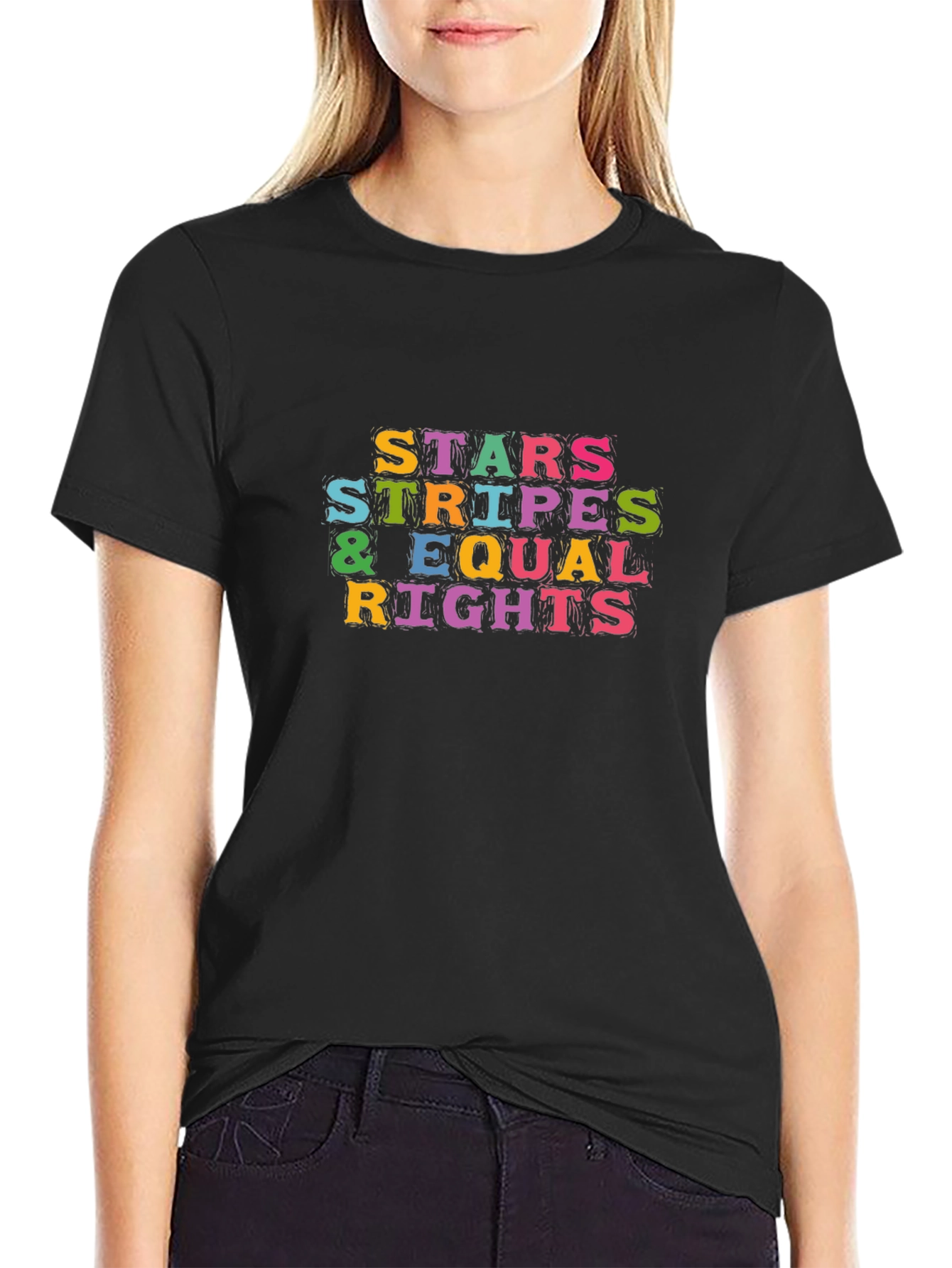 Stars Stripes Equal Rights T-Shirt - Black