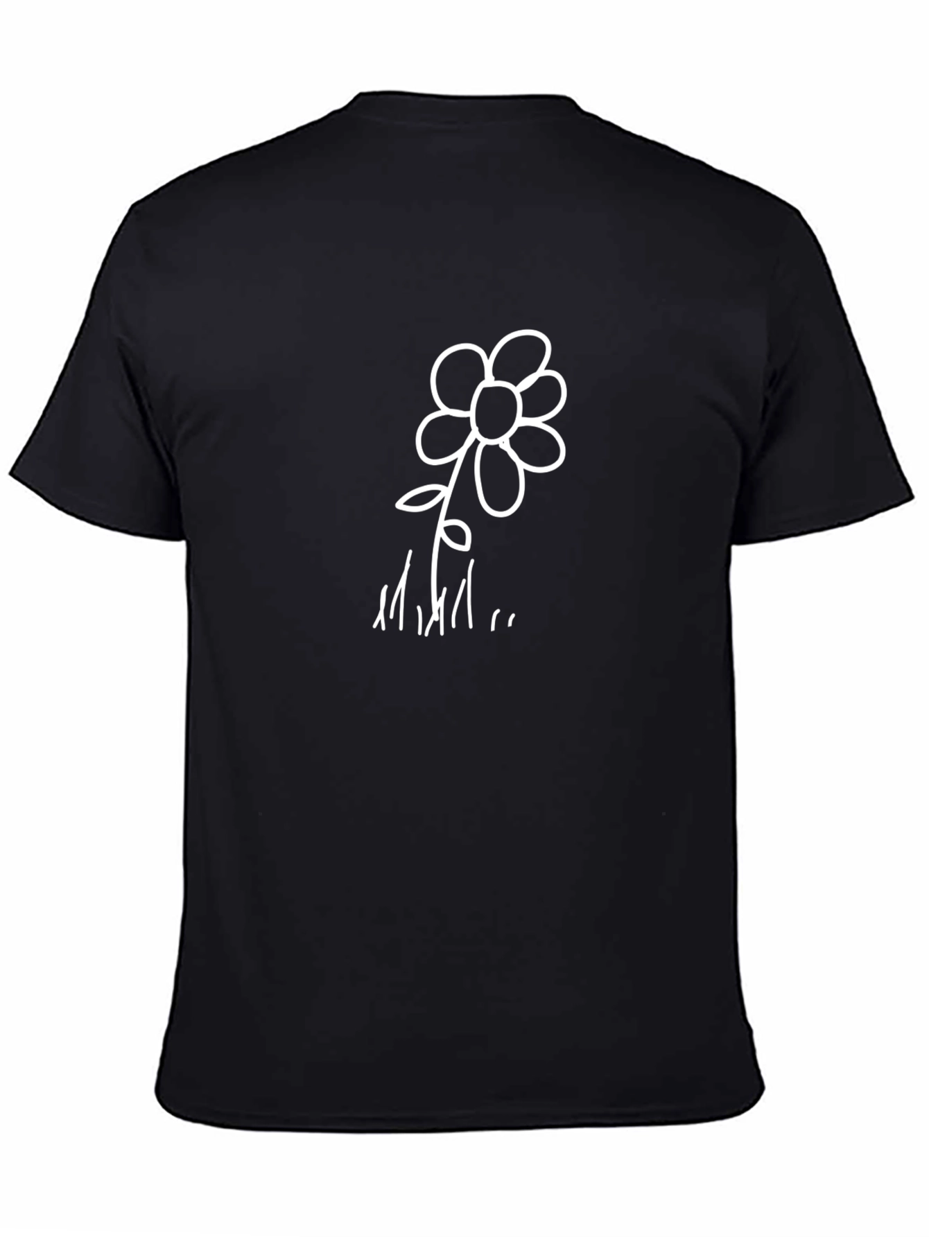 Minimalist Flower Graphic Tee - Black