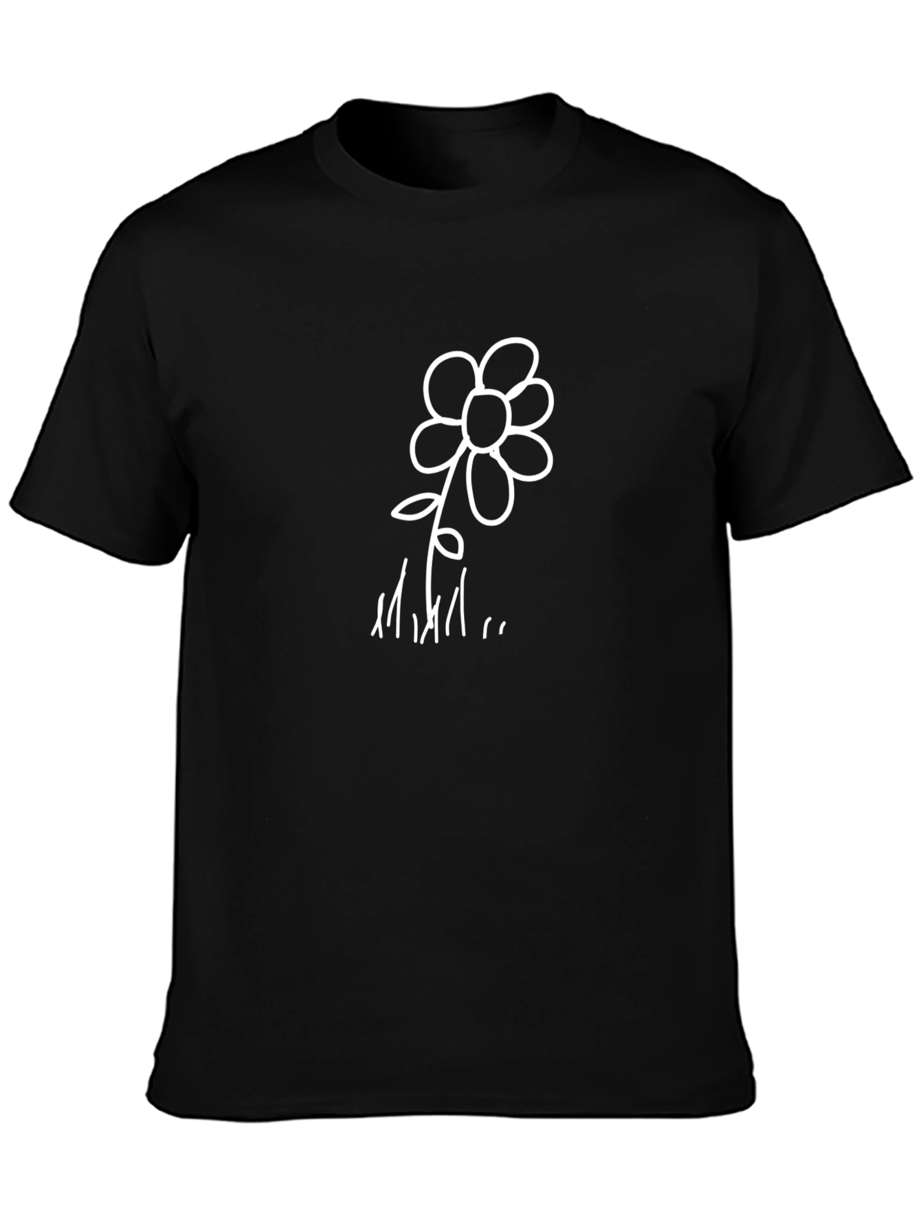 Minimalist Flower Graphic Tee - Black