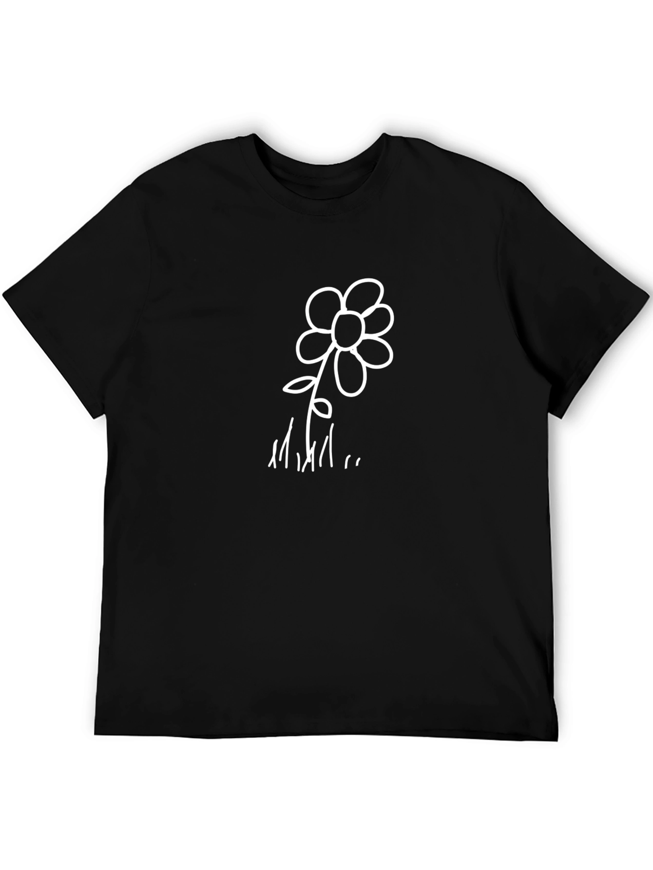 Minimalist Flower Graphic Tee - Black