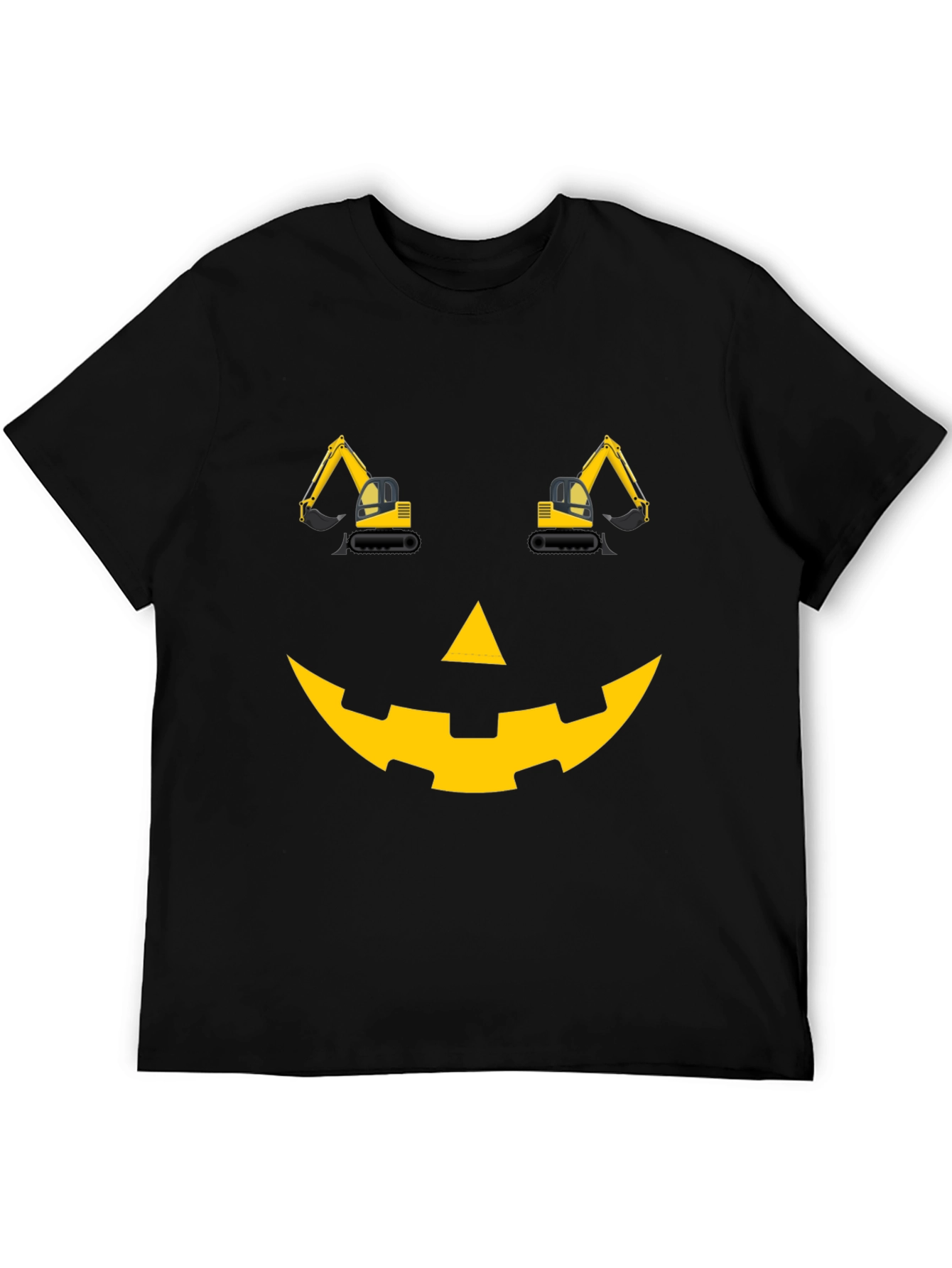 Construction Excavator Pumpkin Face Halloween T-Shirt