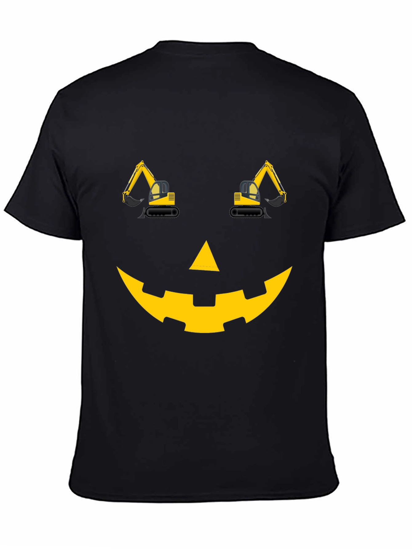Construction Excavator Pumpkin Face Halloween T-Shirt