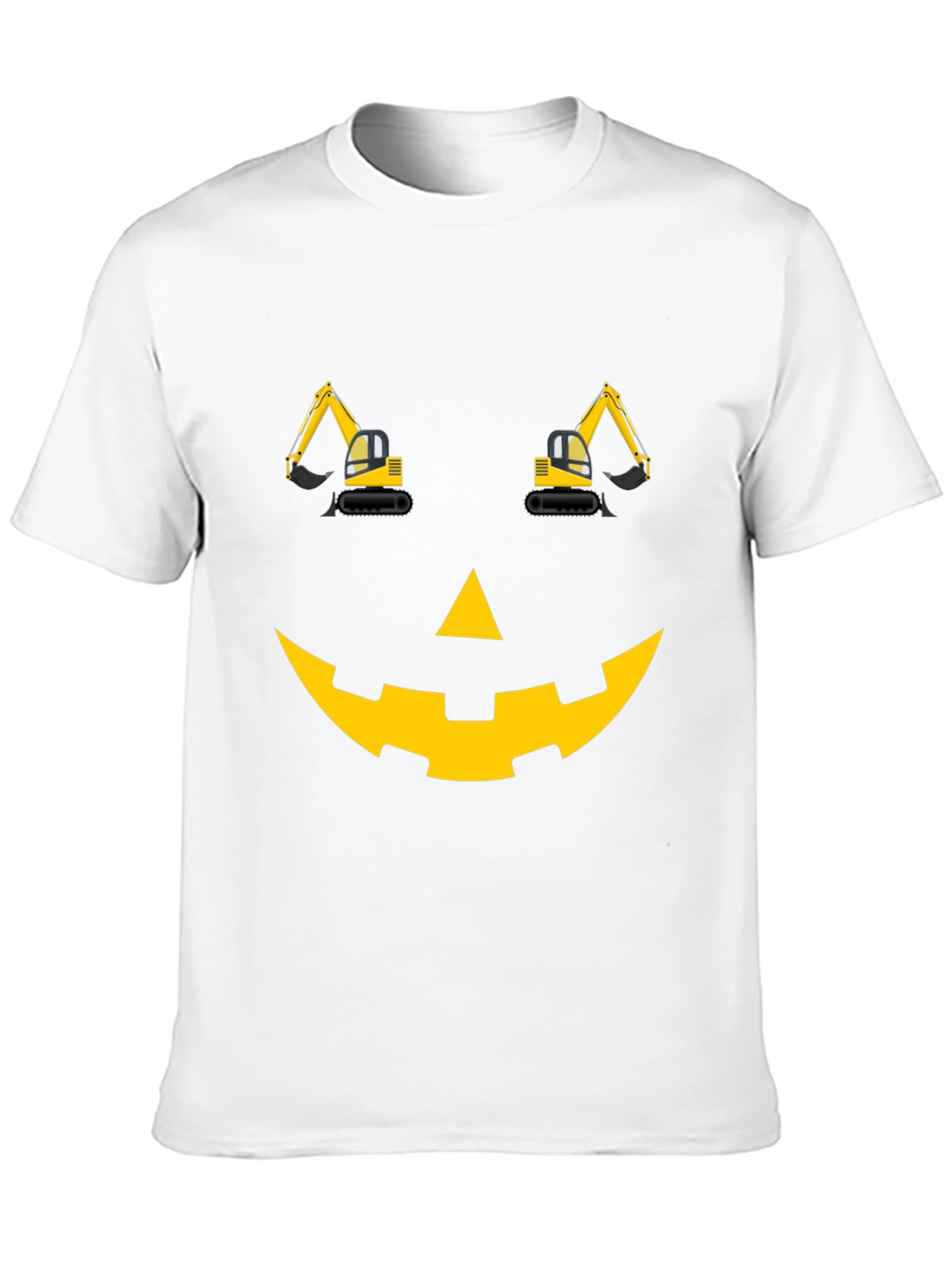 Construction Excavator Pumpkin Face Halloween T-Shirt