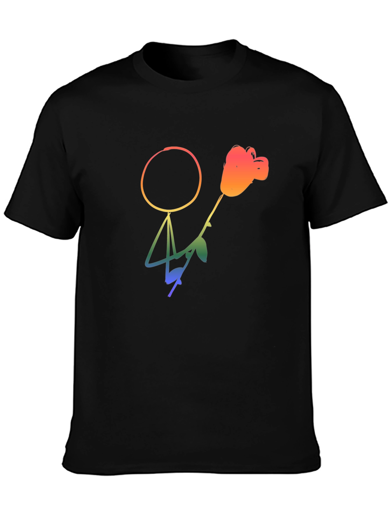 Rainbow Stick Figure Rose Graphic Tee