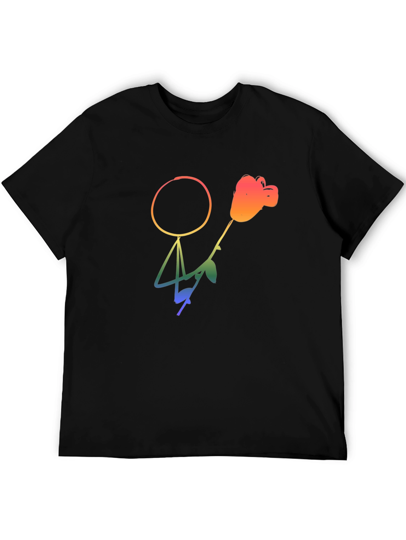 Rainbow Stick Figure Rose Graphic Tee