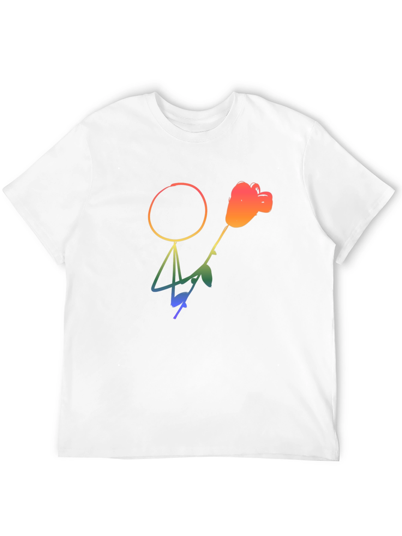 Rainbow Stick Figure Rose Graphic Tee