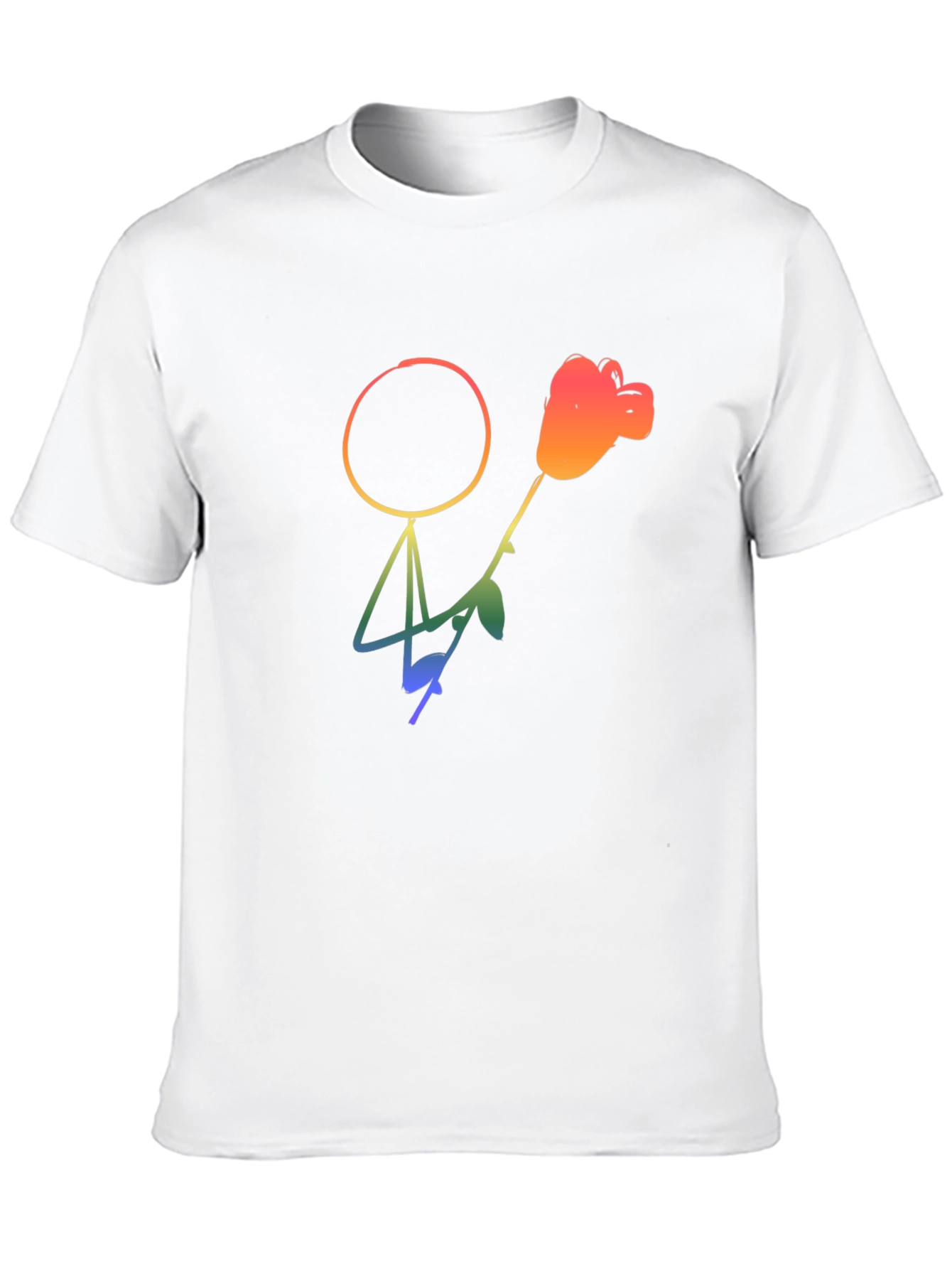 Rainbow Stick Figure Rose Graphic Tee