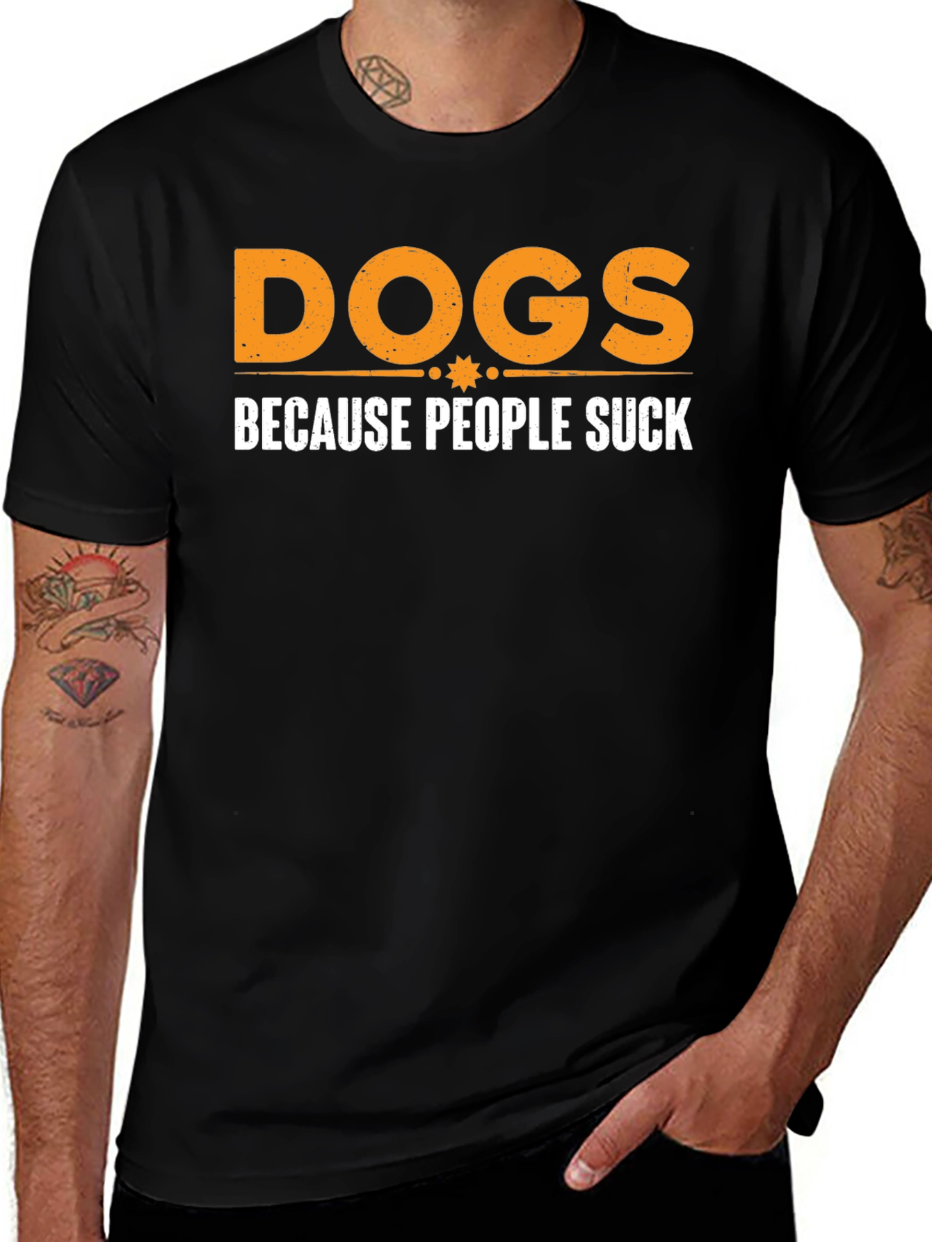 Dogs Because People Suck Black Graphic T-Shirt
