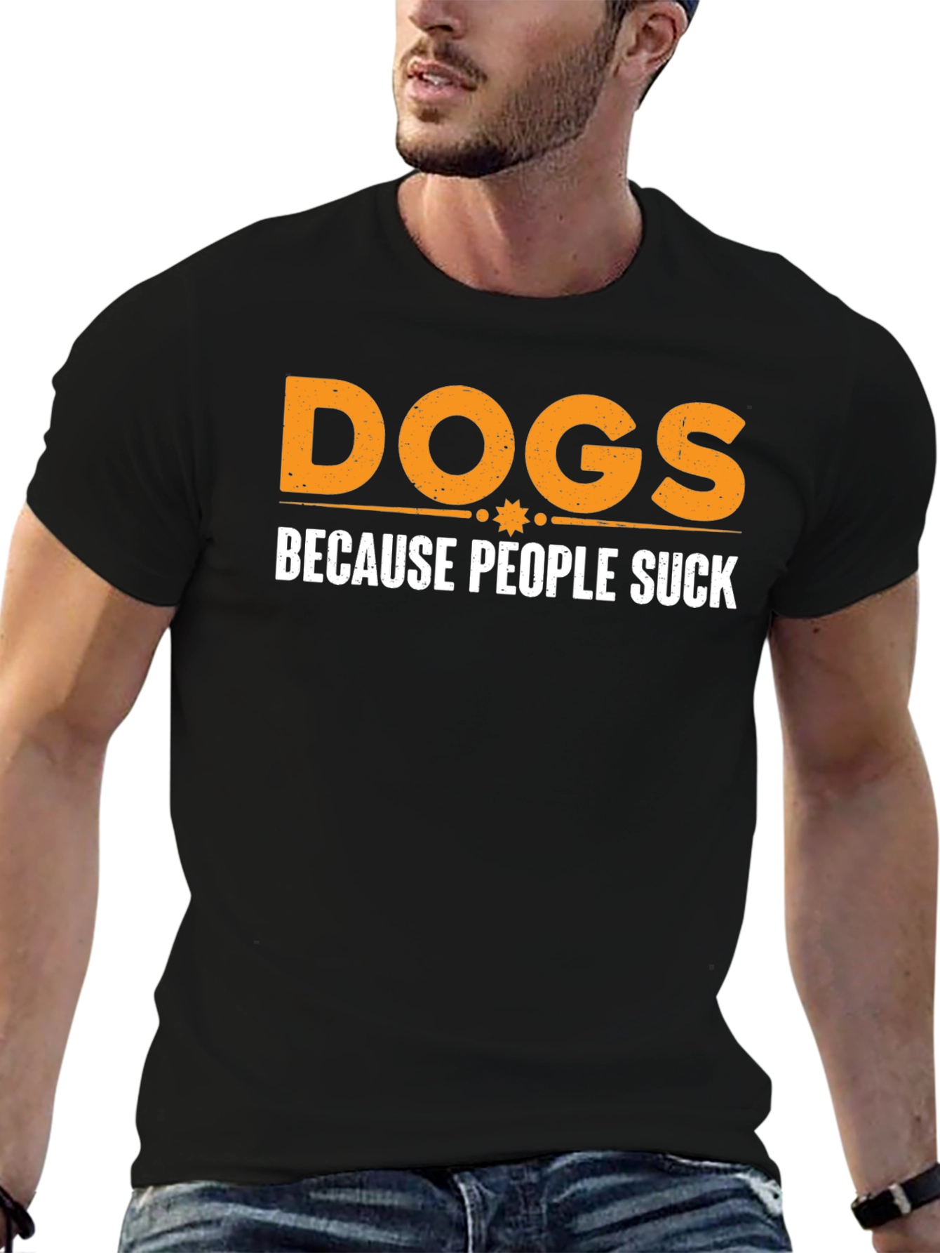 Dogs Because People Suck Black Graphic T-Shirt