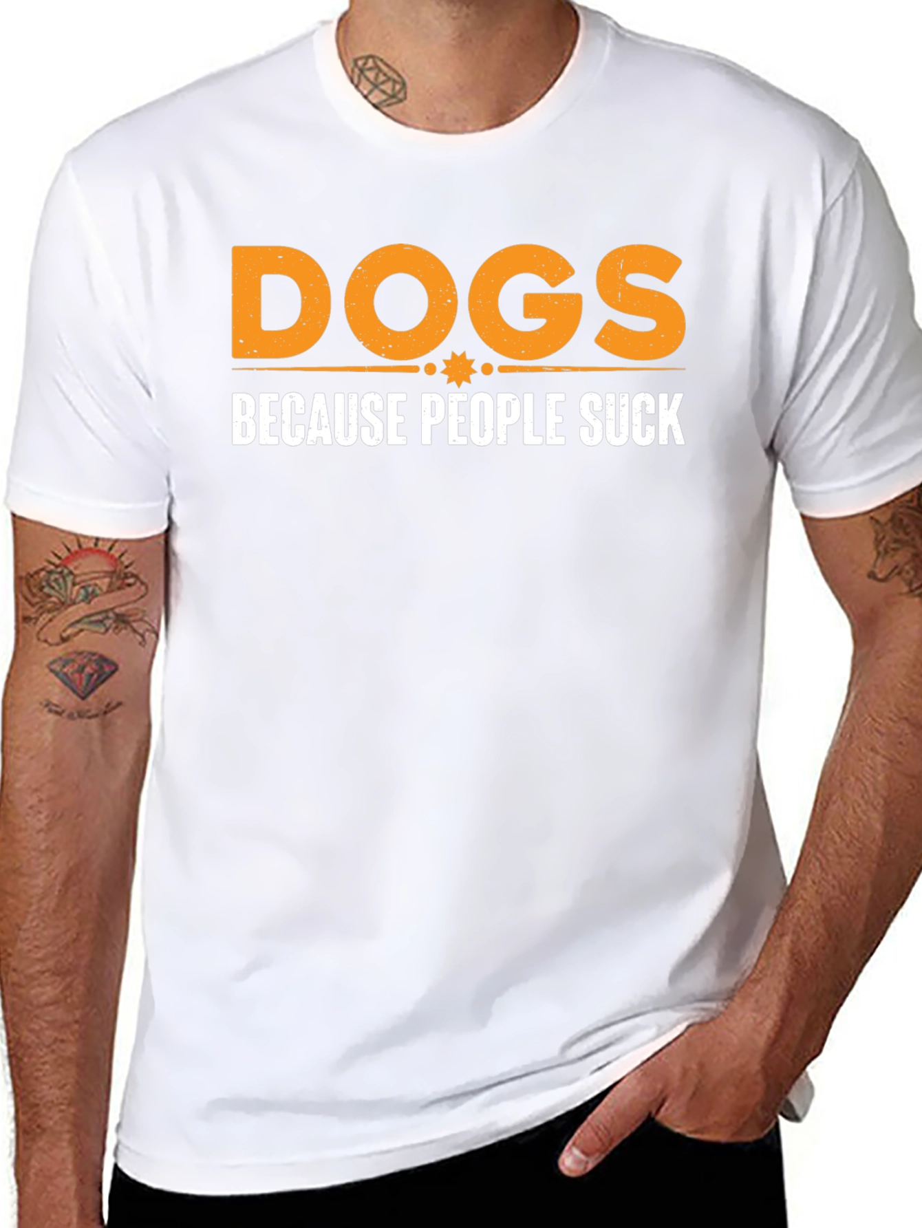 Dogs Because People Suck Black Graphic T-Shirt