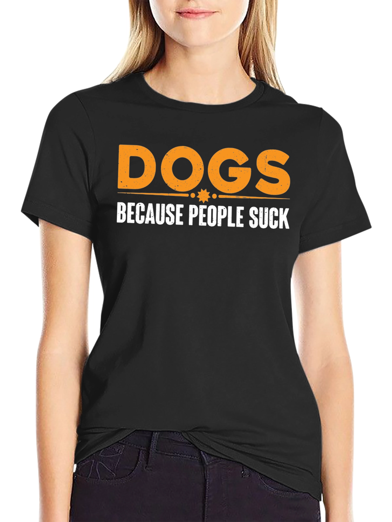 Dogs Because People Suck Black Graphic T-Shirt