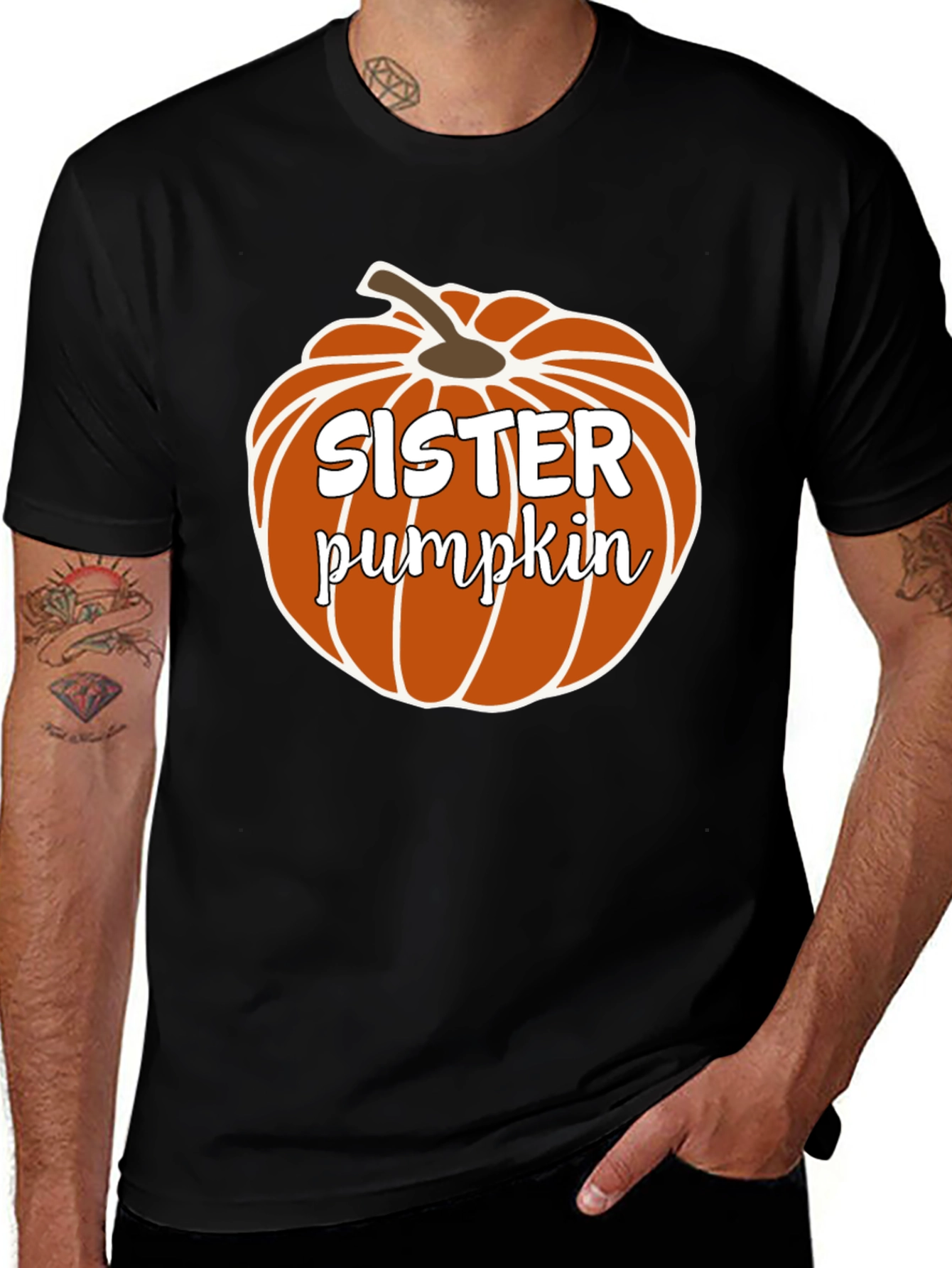 Sister Pumpkin Black Crewneck T-Shirt