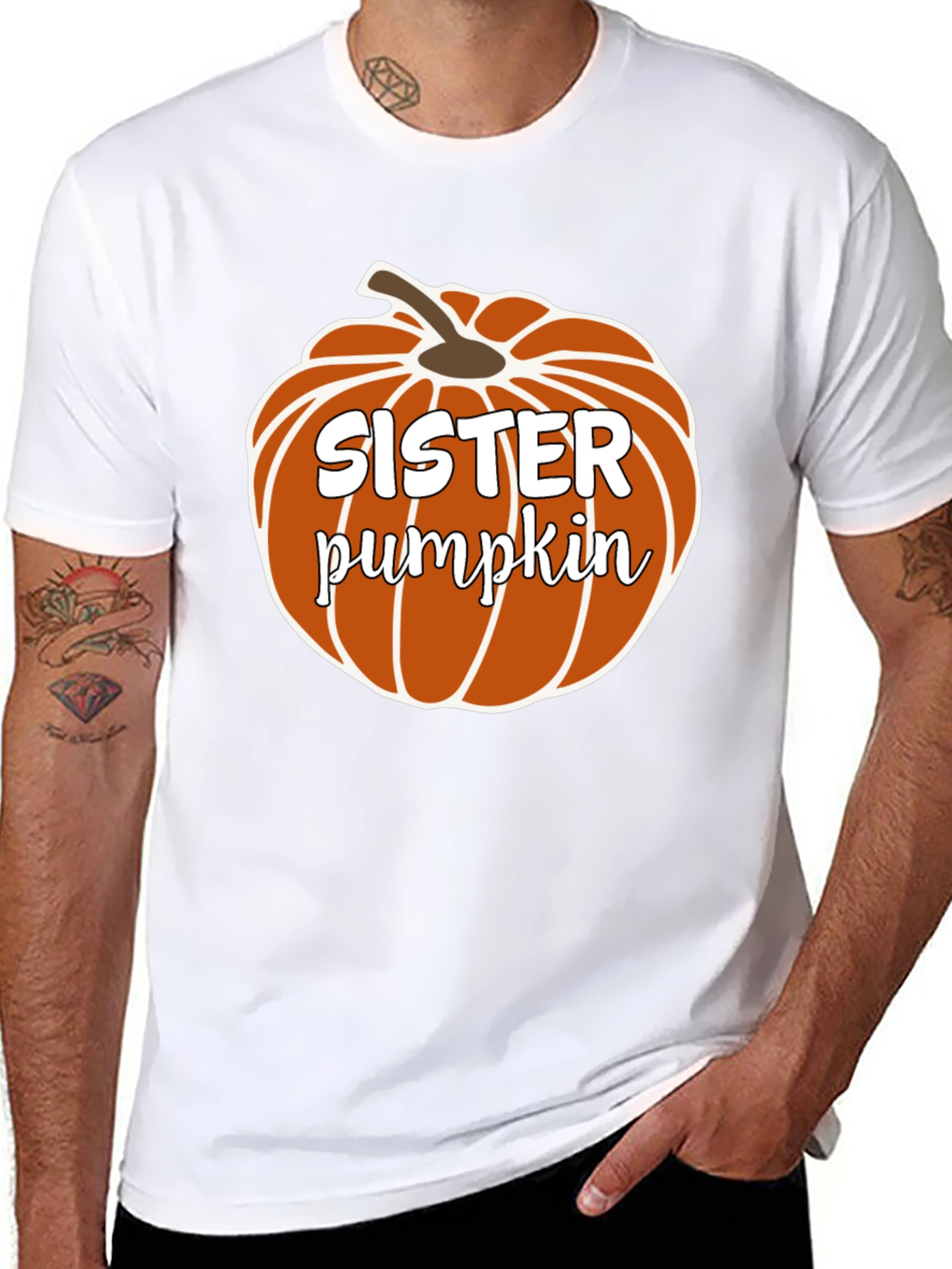 Sister Pumpkin Black Crewneck T-Shirt