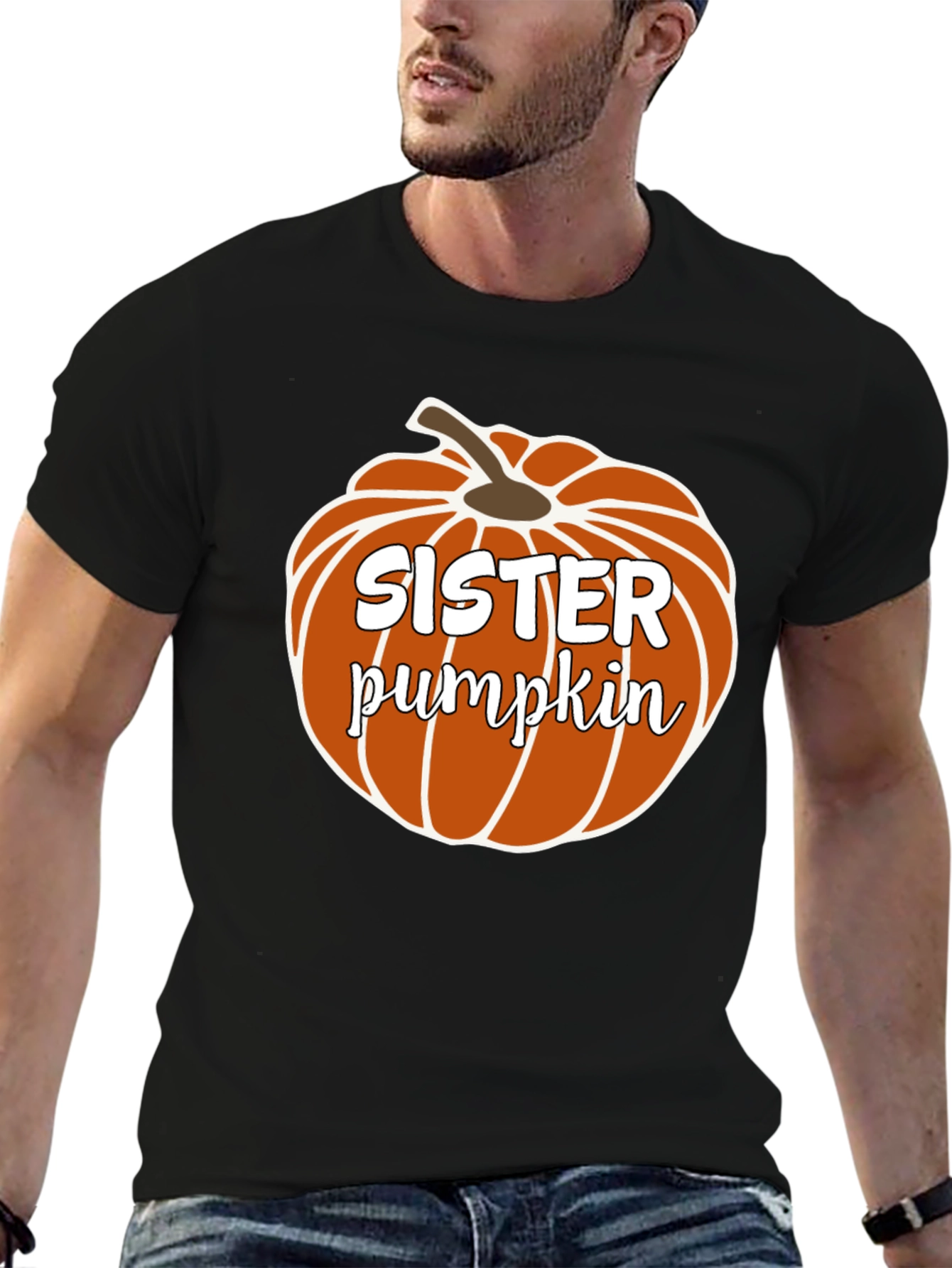 Sister Pumpkin Black Crewneck T-Shirt