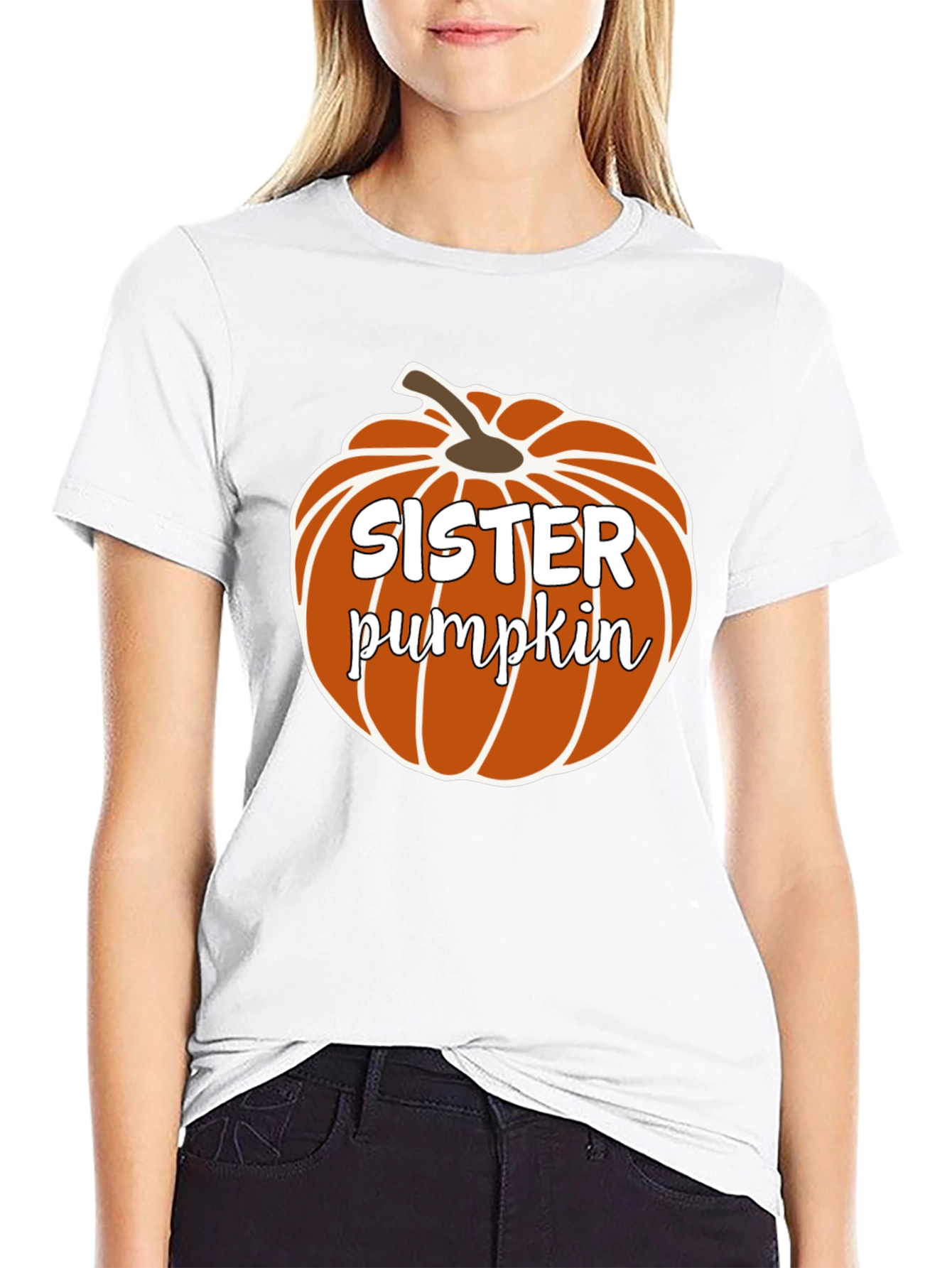 Sister Pumpkin Black Crewneck T-Shirt