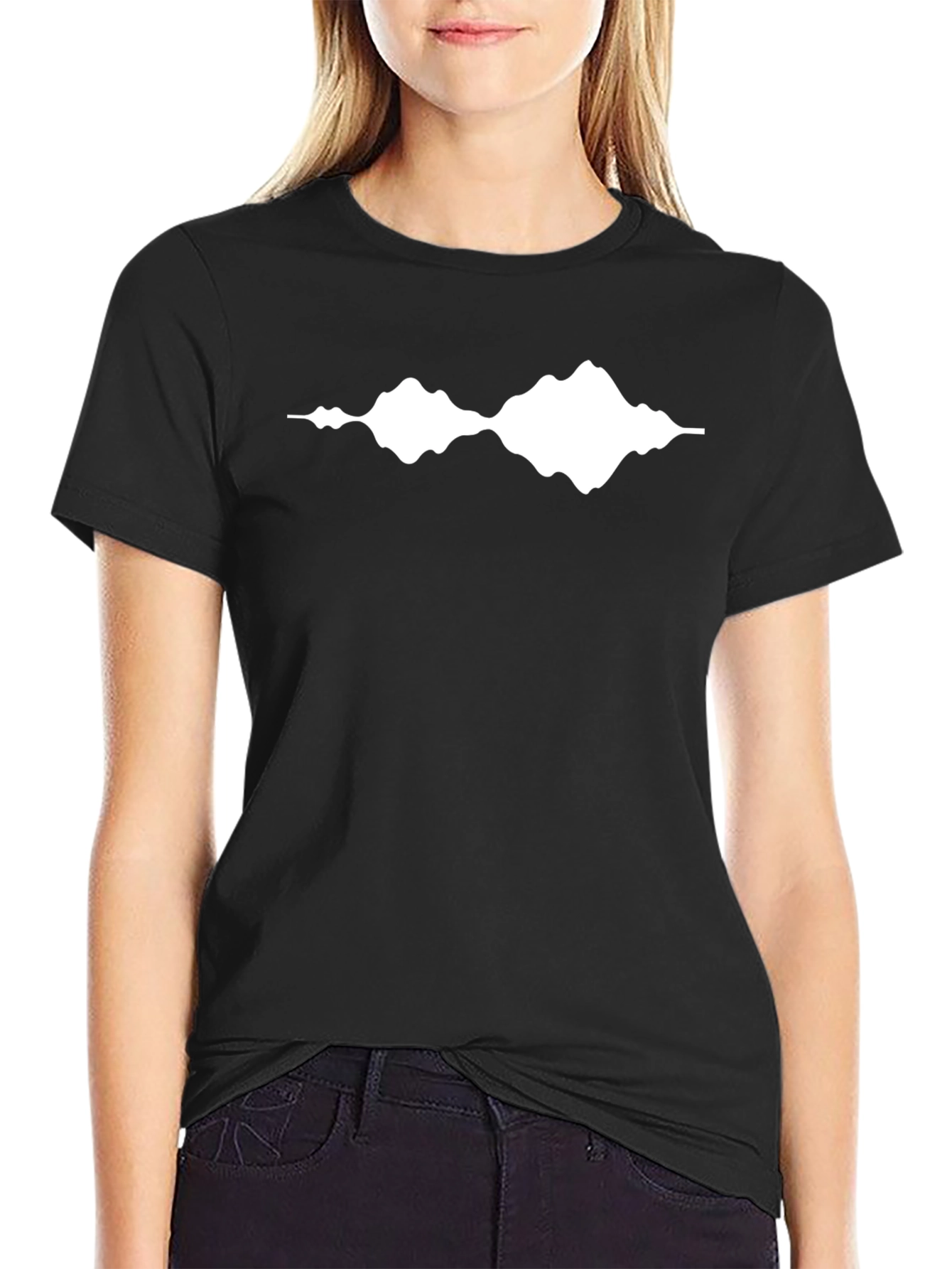 Black Tee with White Waveform Graphic