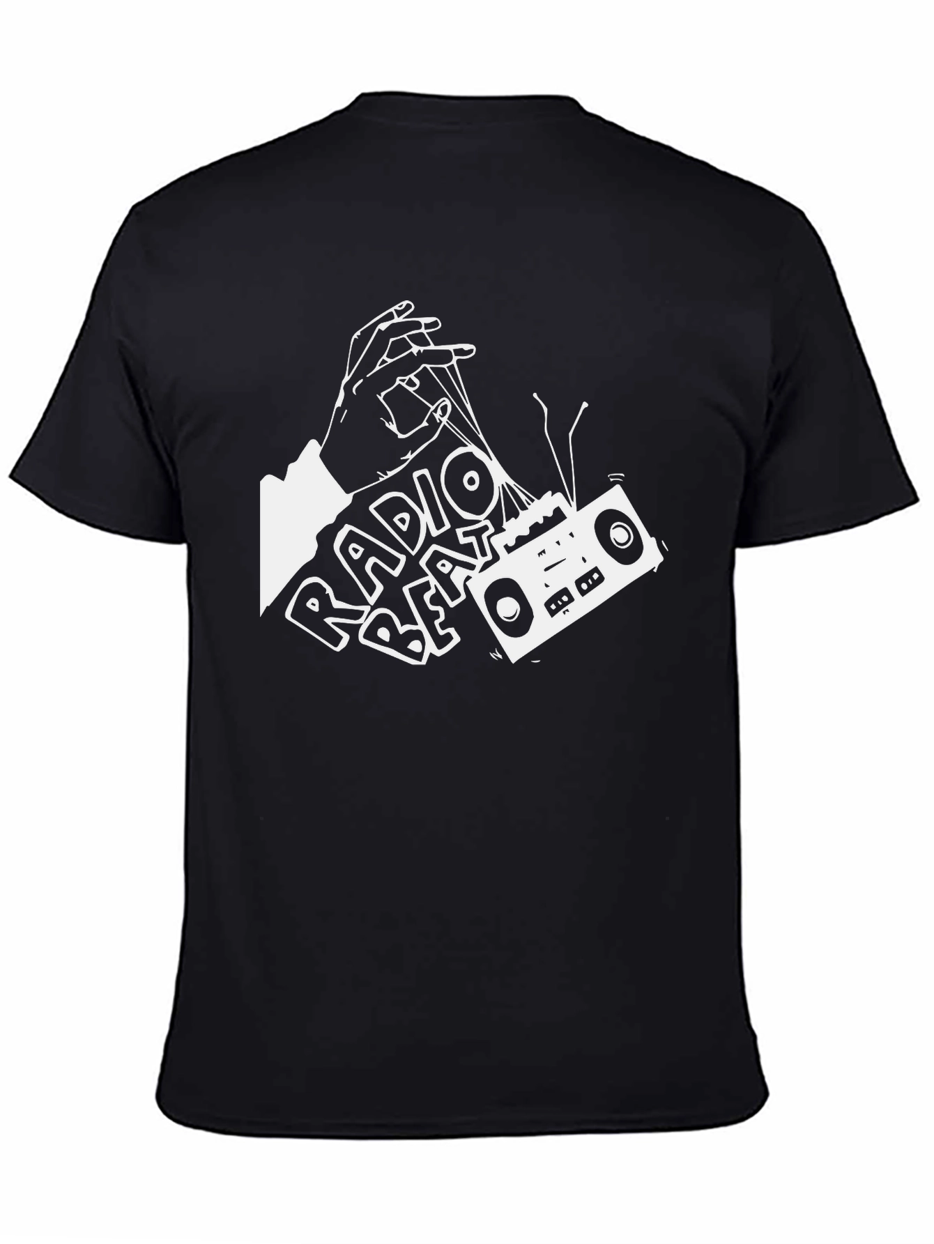 Radio Beat Graphic Tee - Black Cotton Casual T-Shirt