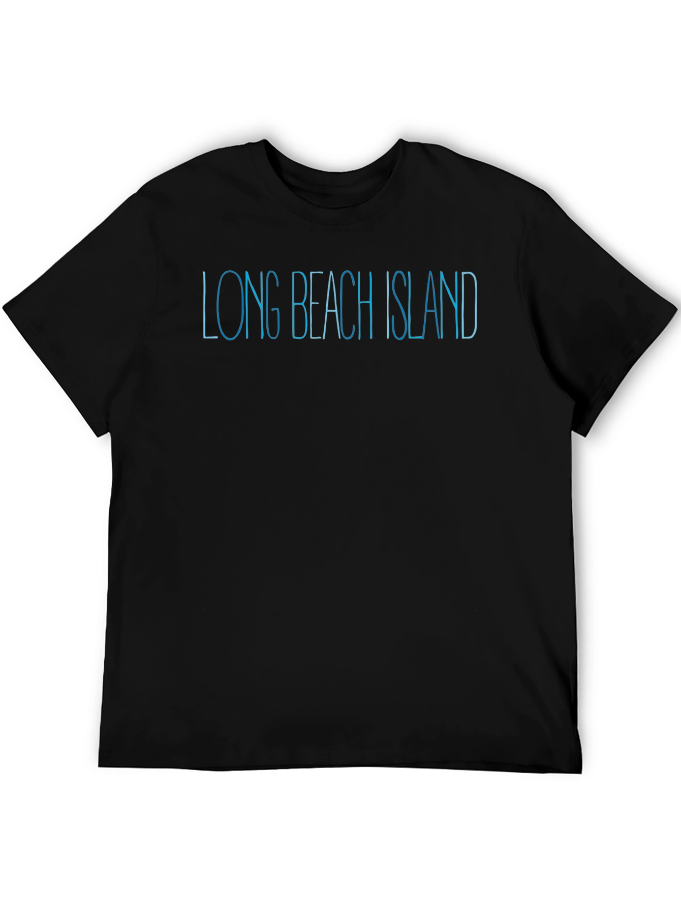 Long Beach Island Text Black T-Shirt