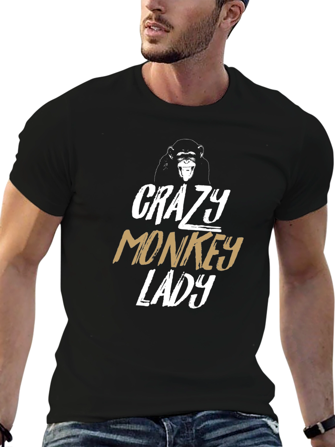Crazy Monkey Lady Graphic Tee - Unique Design