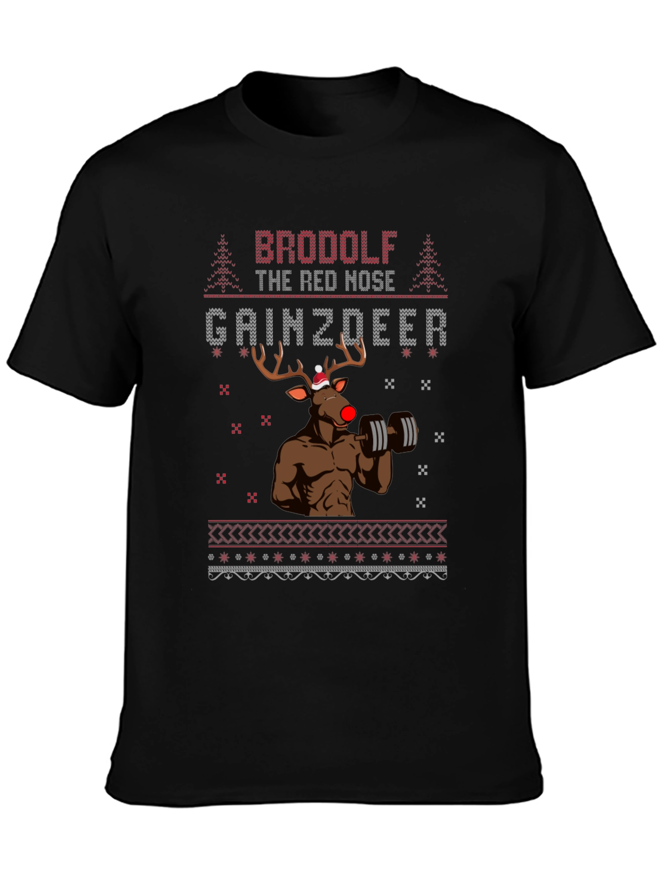 BroDolf Gainzdeer Christmas Black T-Shirt