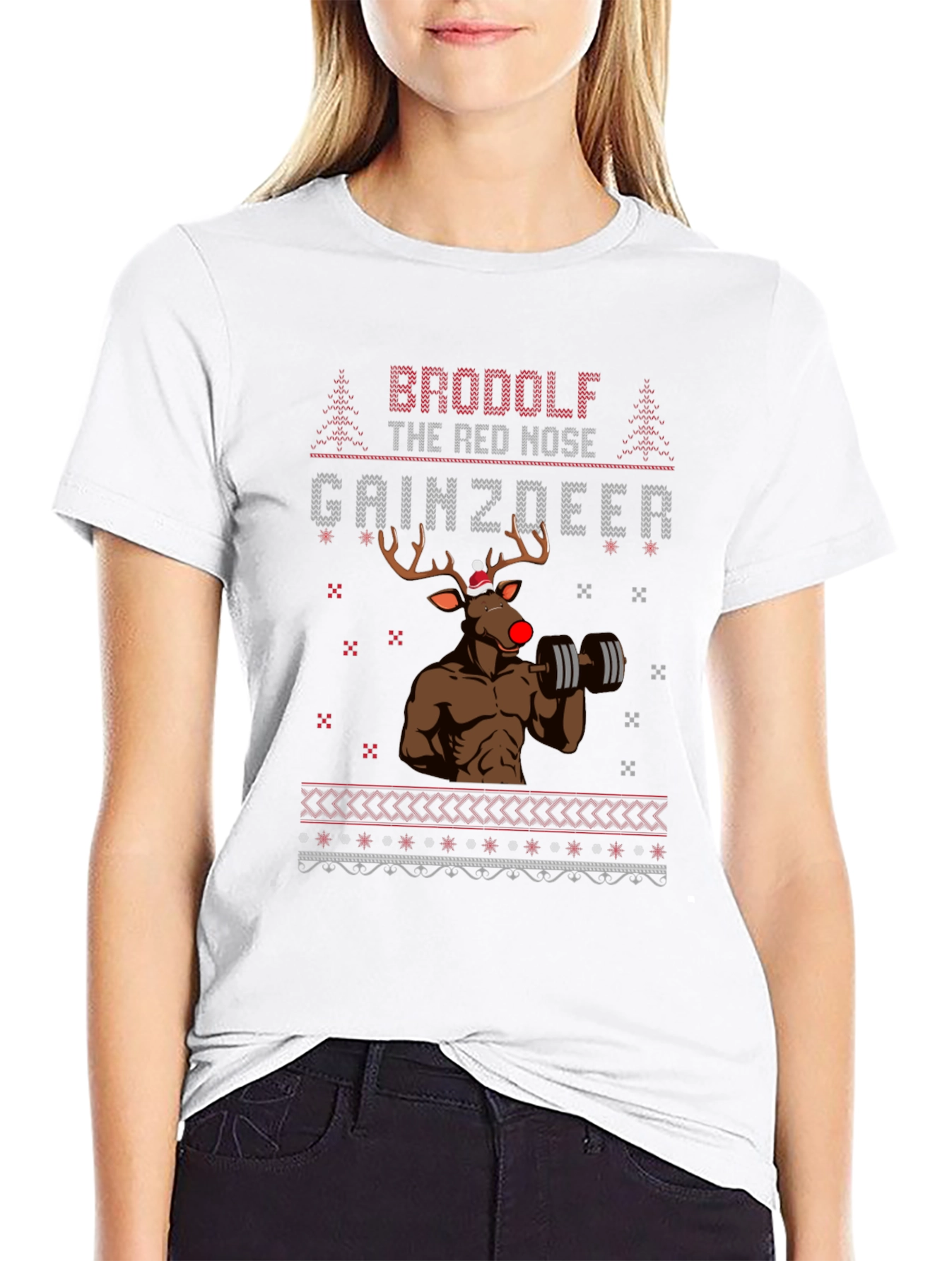 BroDolf Gainzdeer Christmas Black T-Shirt