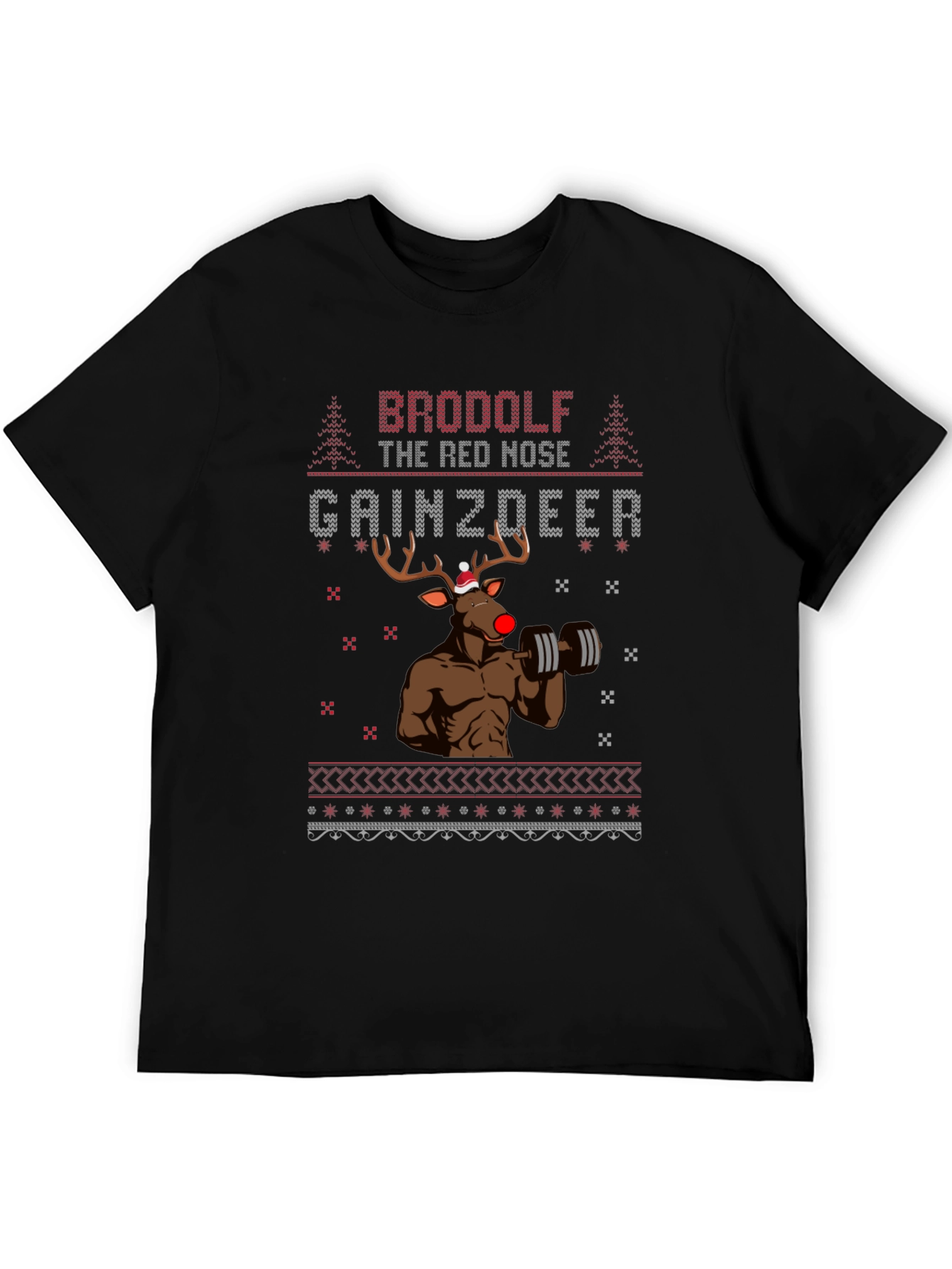 BroDolf Gainzdeer Christmas Black T-Shirt