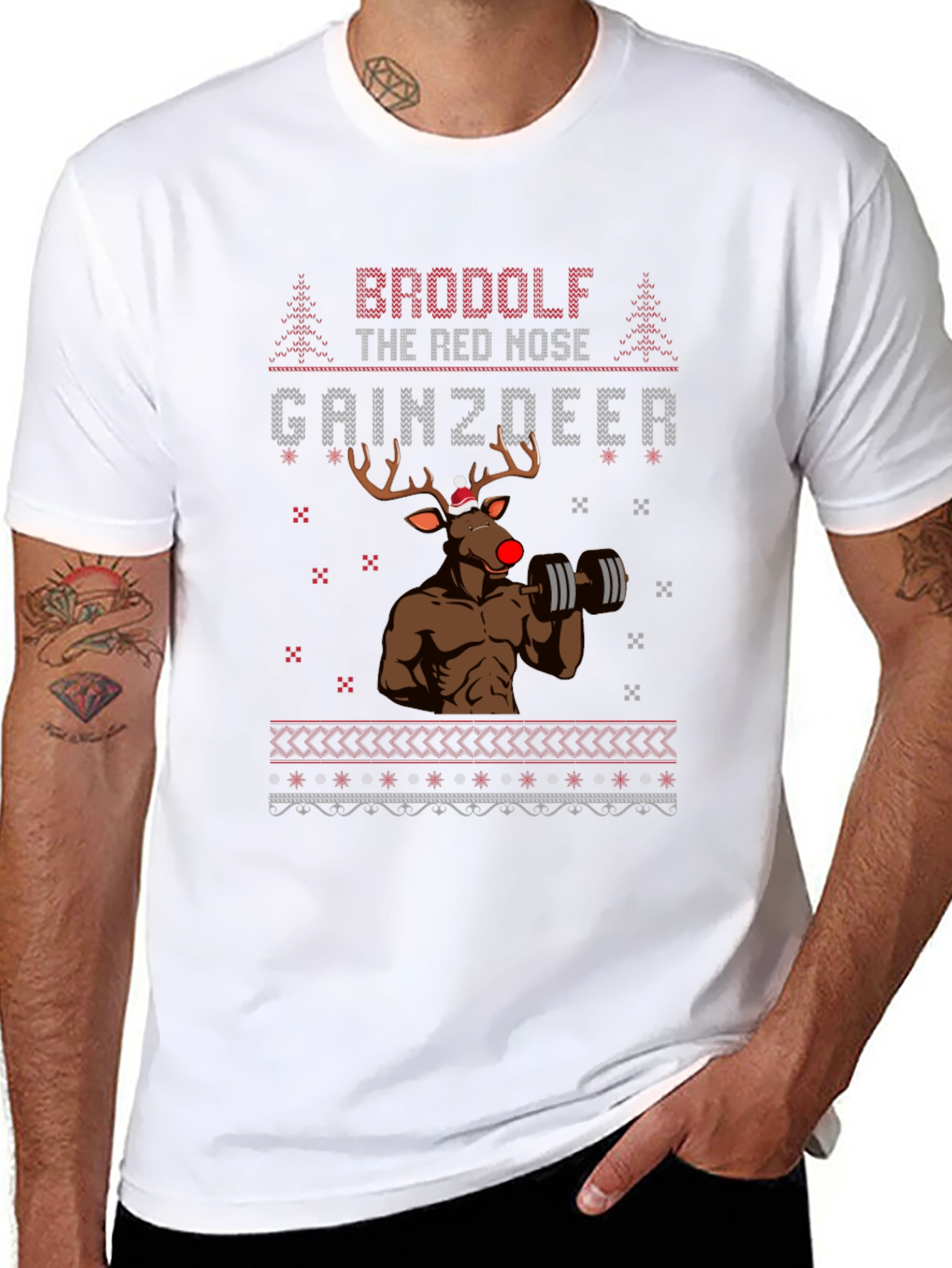 BroDolf Gainzdeer Christmas Black T-Shirt